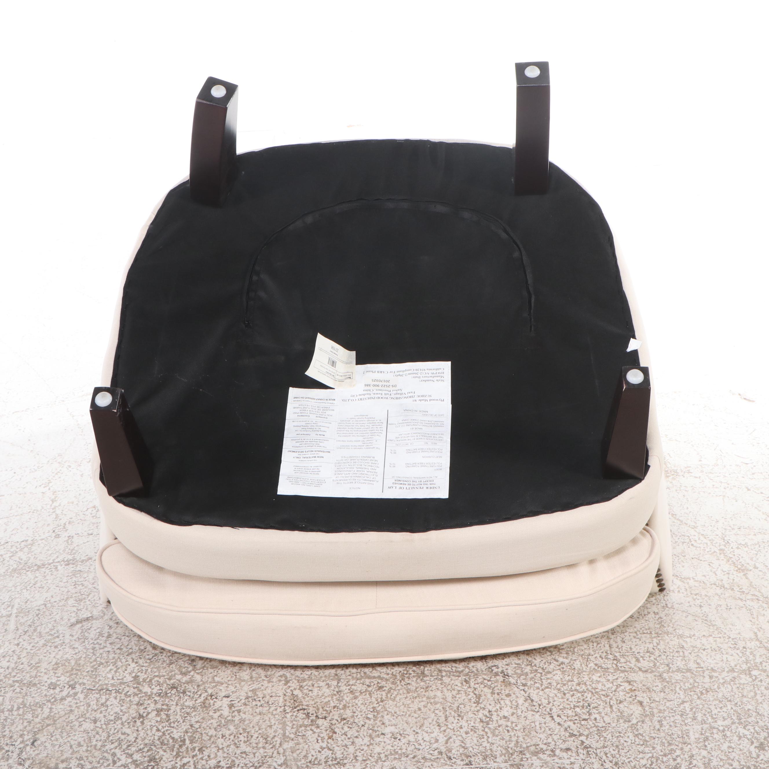 Contemporary Button-Tufted Armchair with Union Jack Throw Pillow