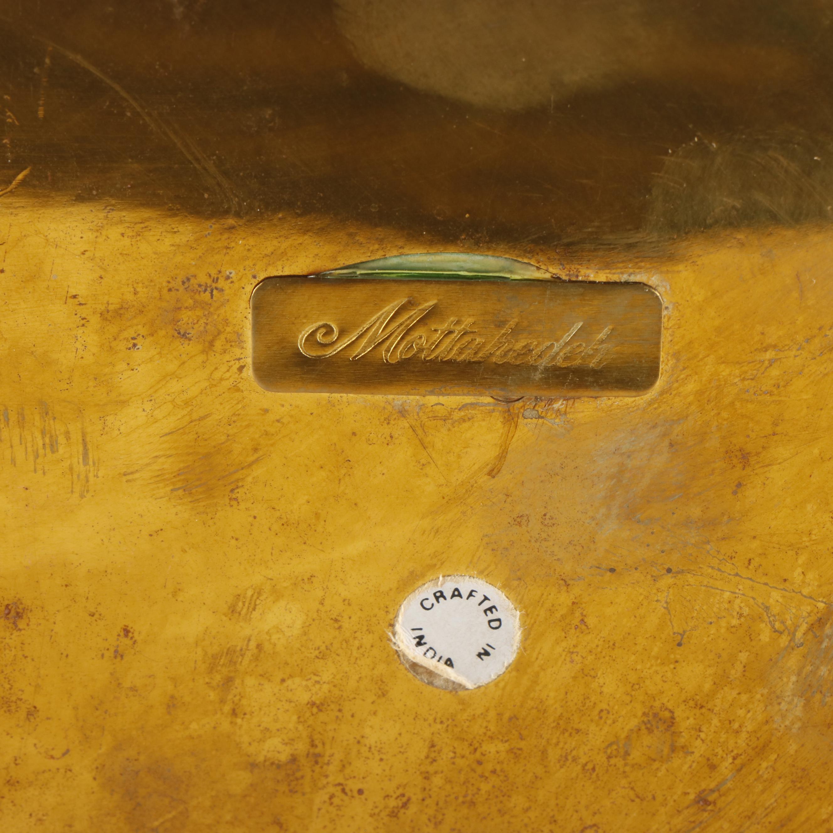 Mottahedeh Brass Swan Candlesticks with Cachetpot and Other Figurines