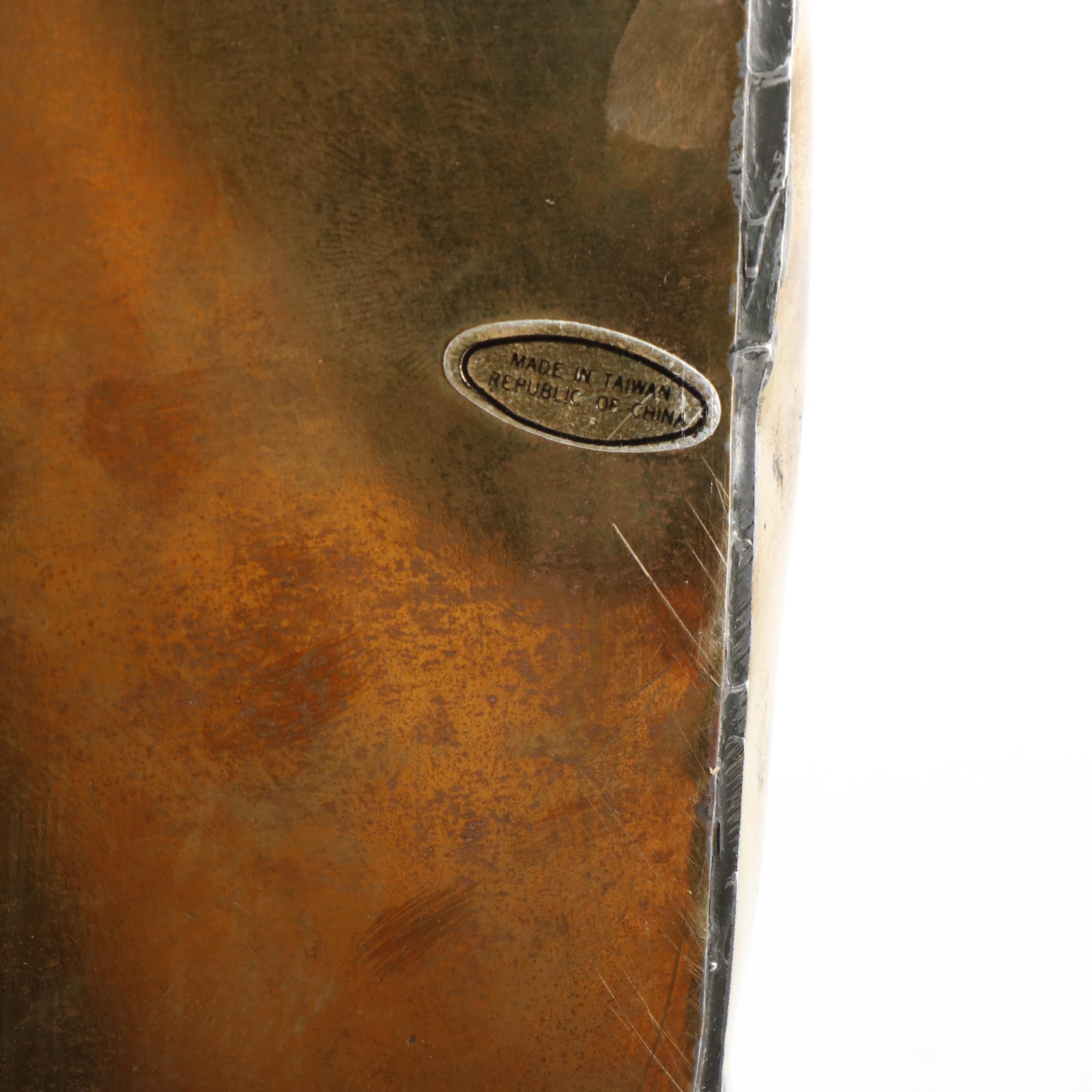 Mottahedeh Brass Swan Candlesticks with Cachetpot and Other Figurines