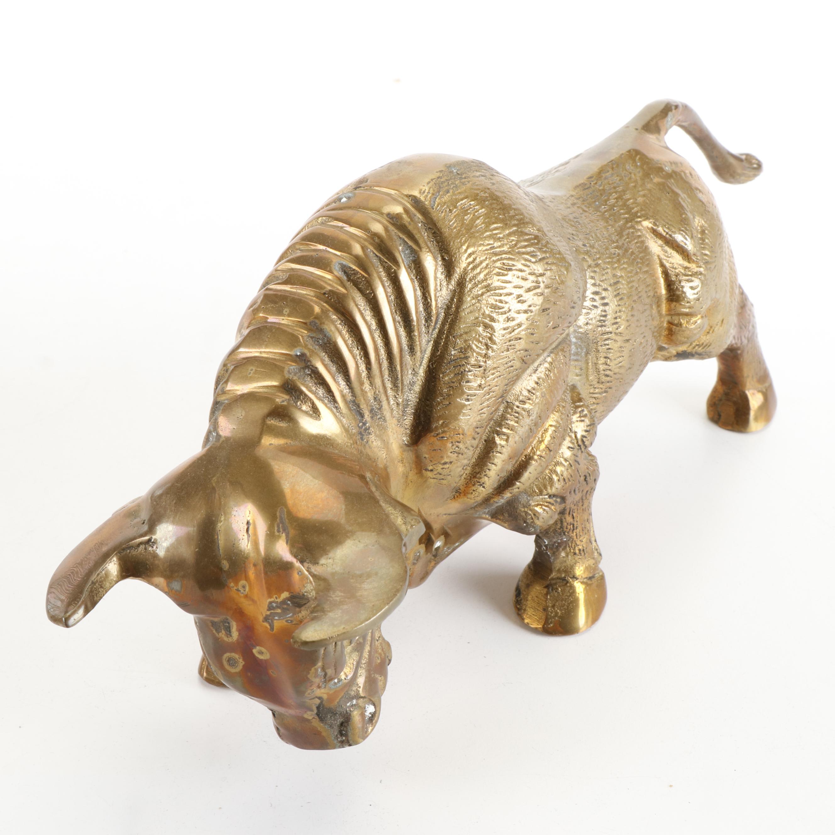 Mottahedeh Brass Swan Candlesticks with Cachetpot and Other Figurines