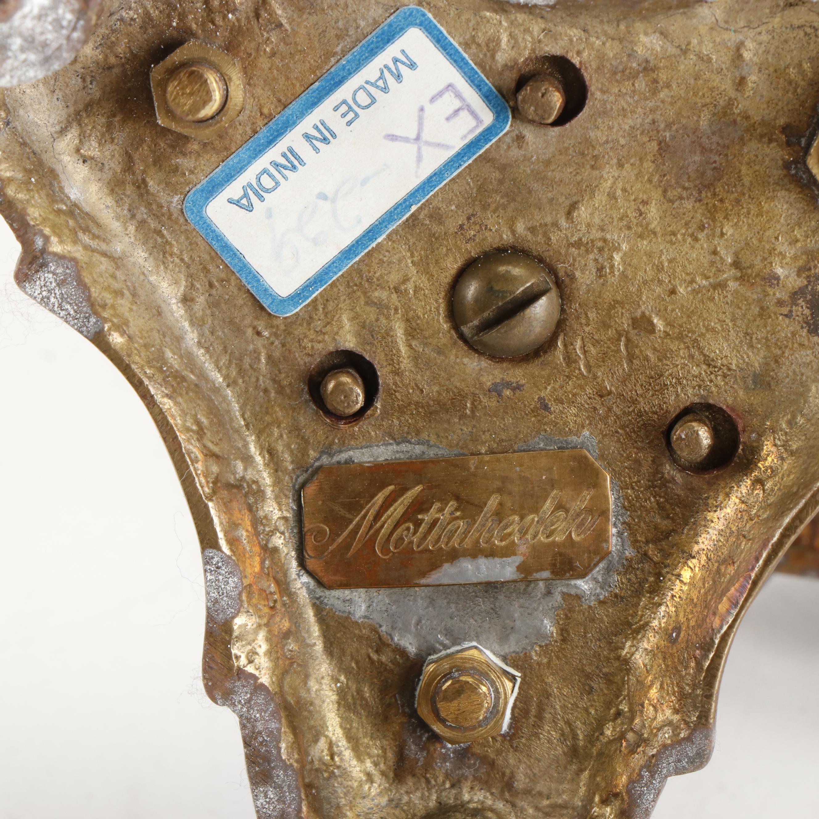 Mottahedeh Brass Swan Candlesticks with Cachetpot and Other Figurines