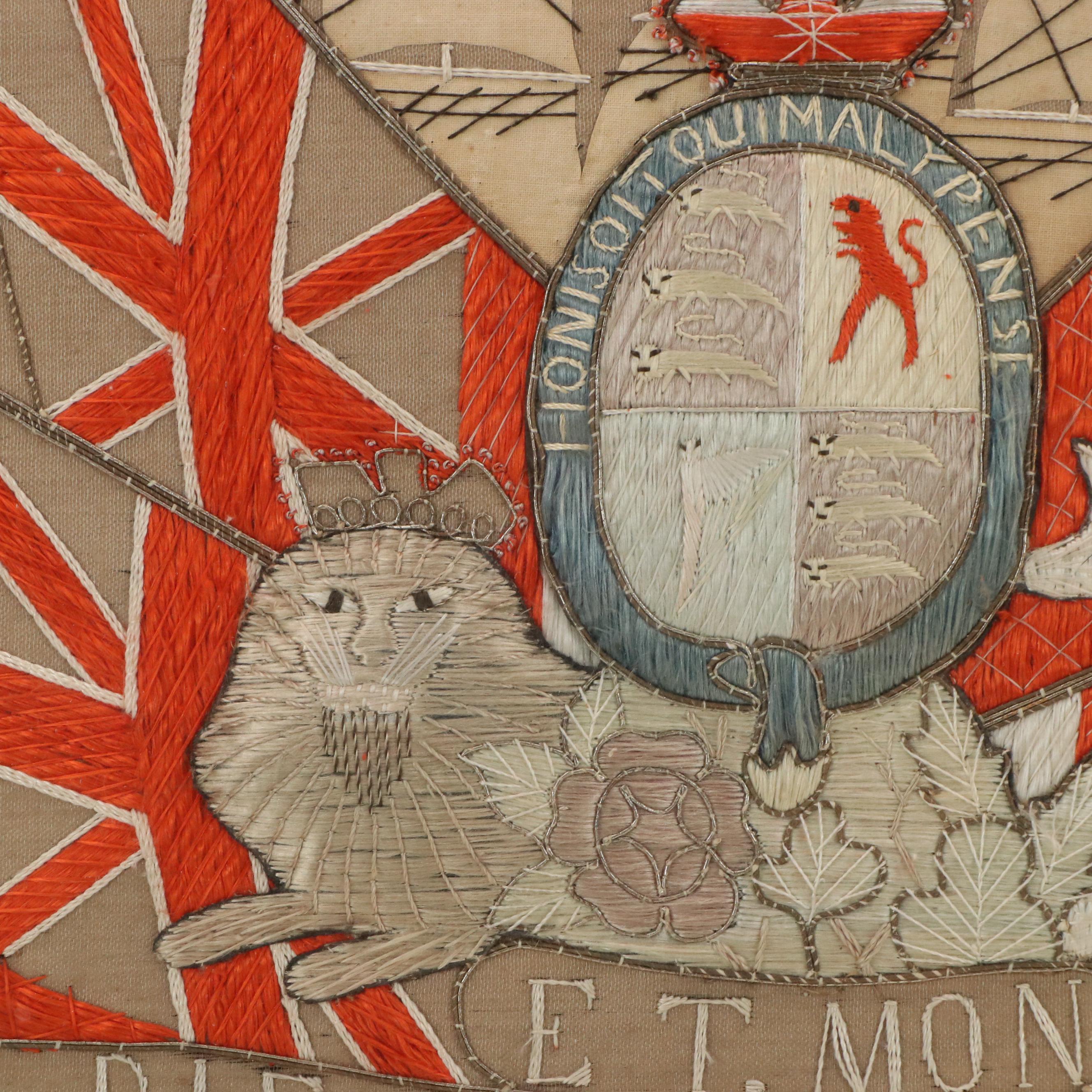 Heraldic Embroidered Textile "Dieu et mon droit"