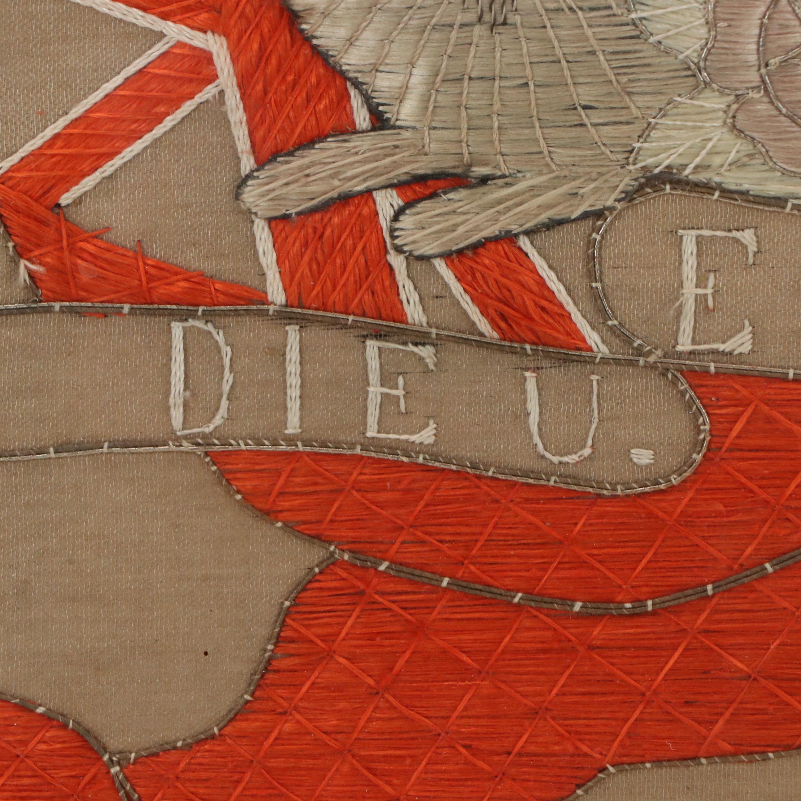 Heraldic Embroidered Textile "Dieu et mon droit"