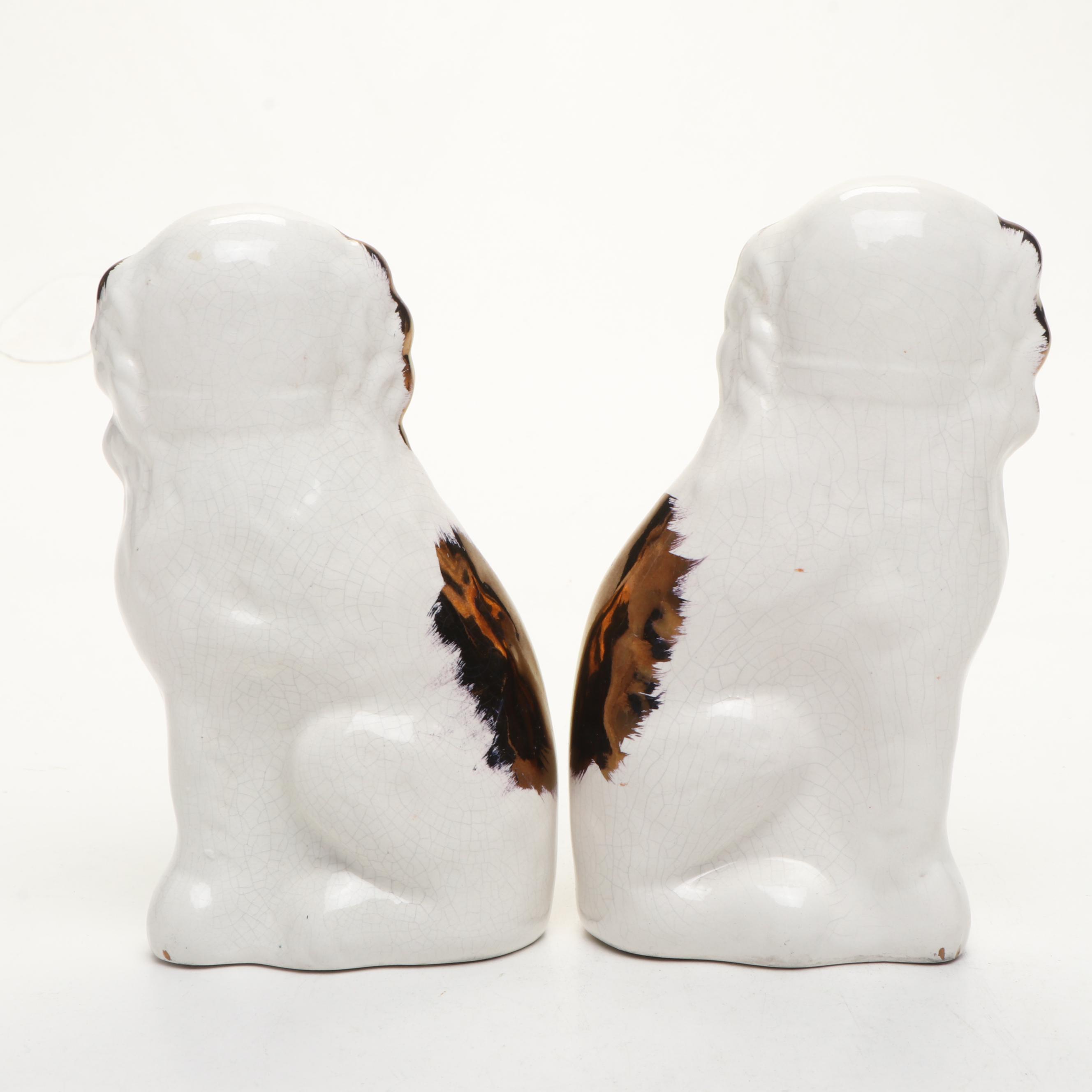 Staffordshire Porcelain Spaniel Dogs, Late 19th/Early 20th C.