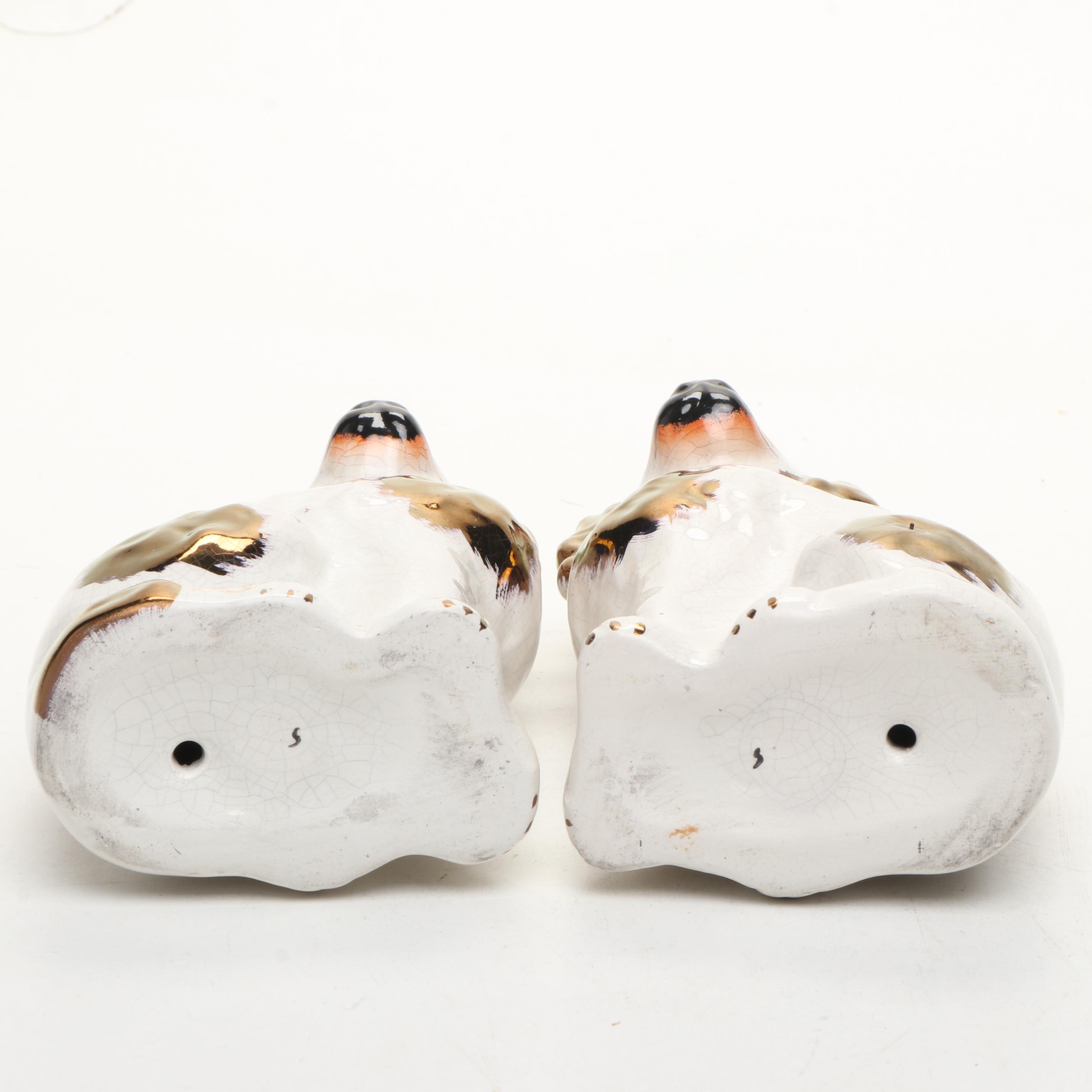 Staffordshire Porcelain Spaniel Dogs, Late 19th/Early 20th C.