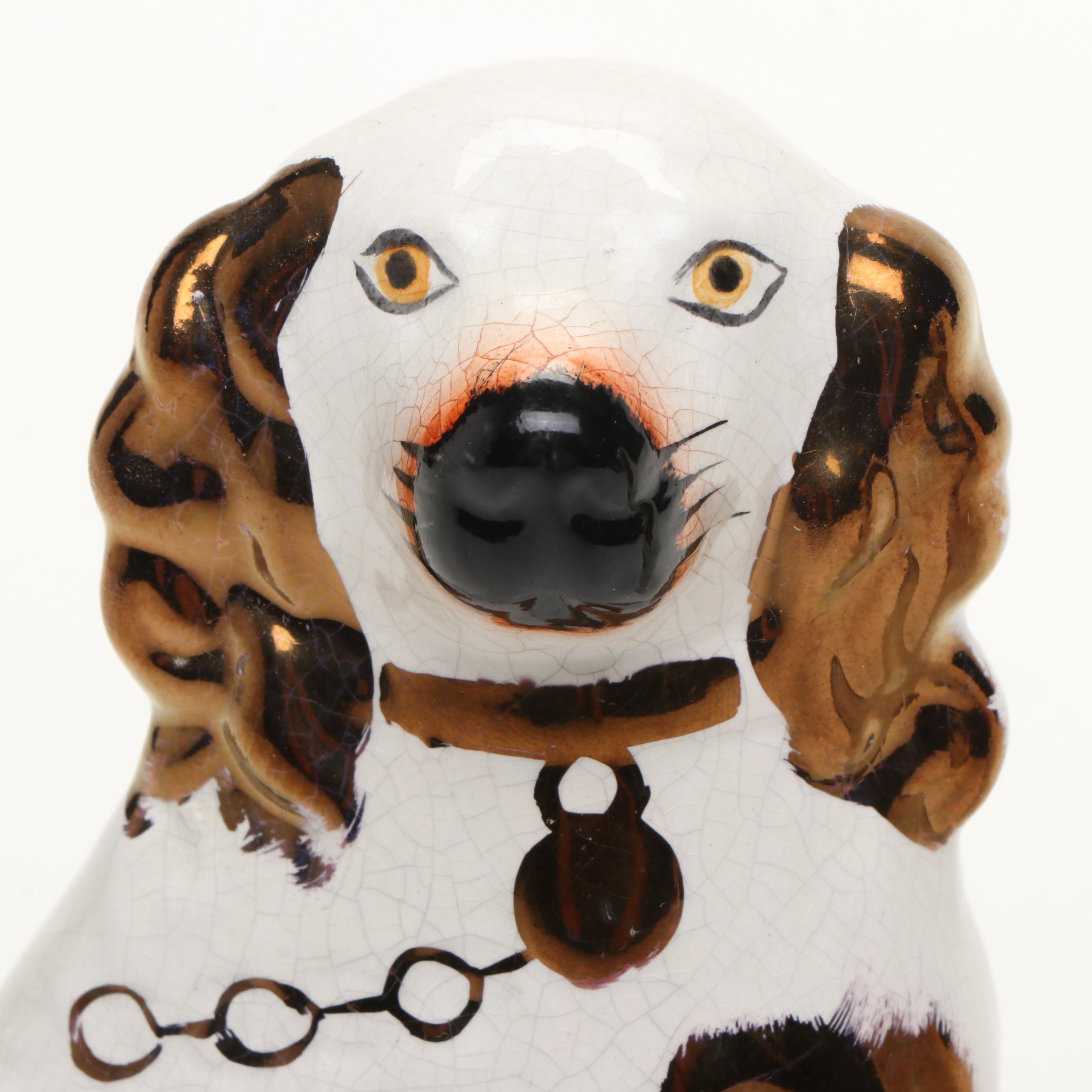 Staffordshire Porcelain Spaniel Dogs, Late 19th/Early 20th C.