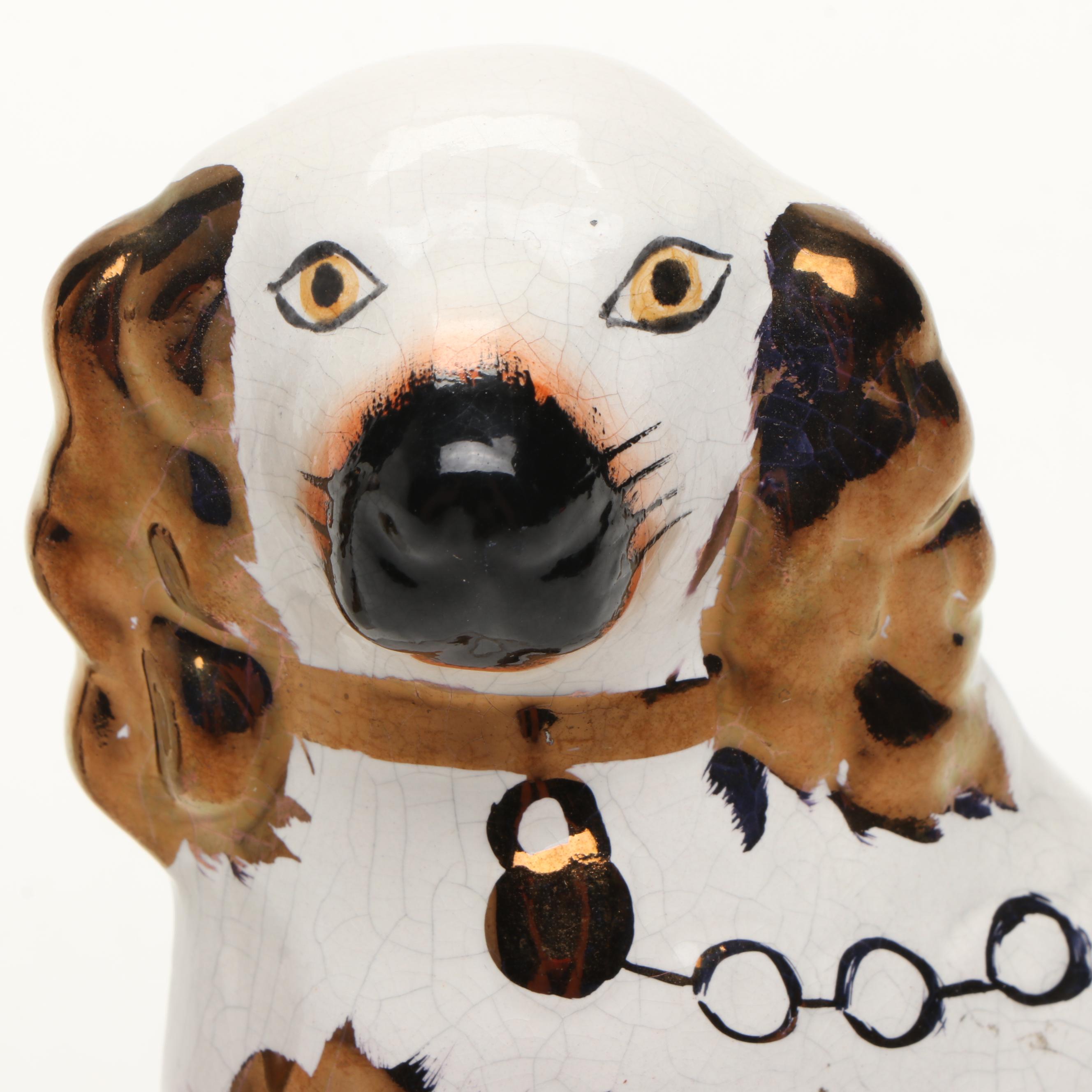 Staffordshire Porcelain Spaniel Dogs, Late 19th/Early 20th C.