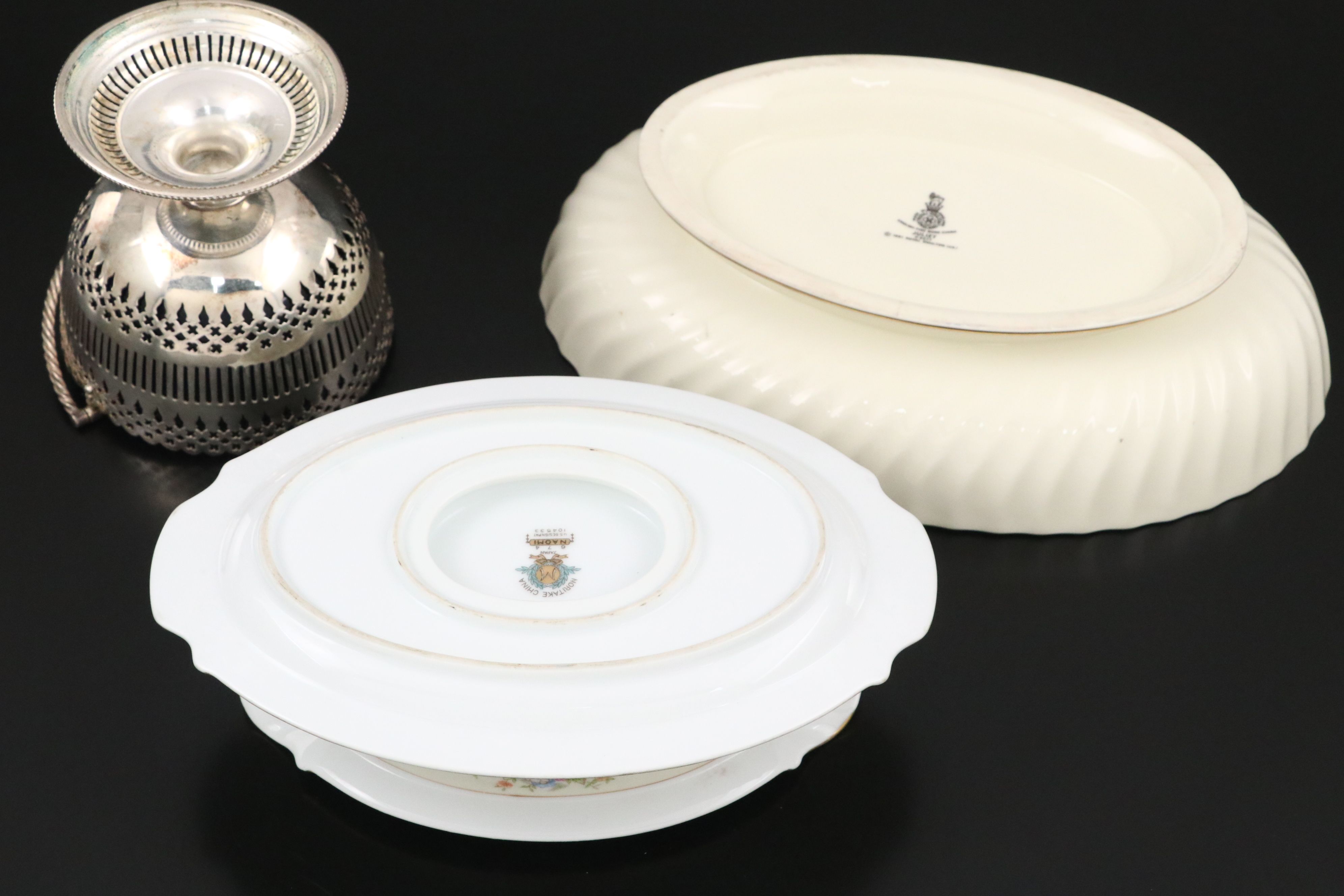 William Adams Silver Plate Trivet, Silver Plate Basket, and More Table Décor