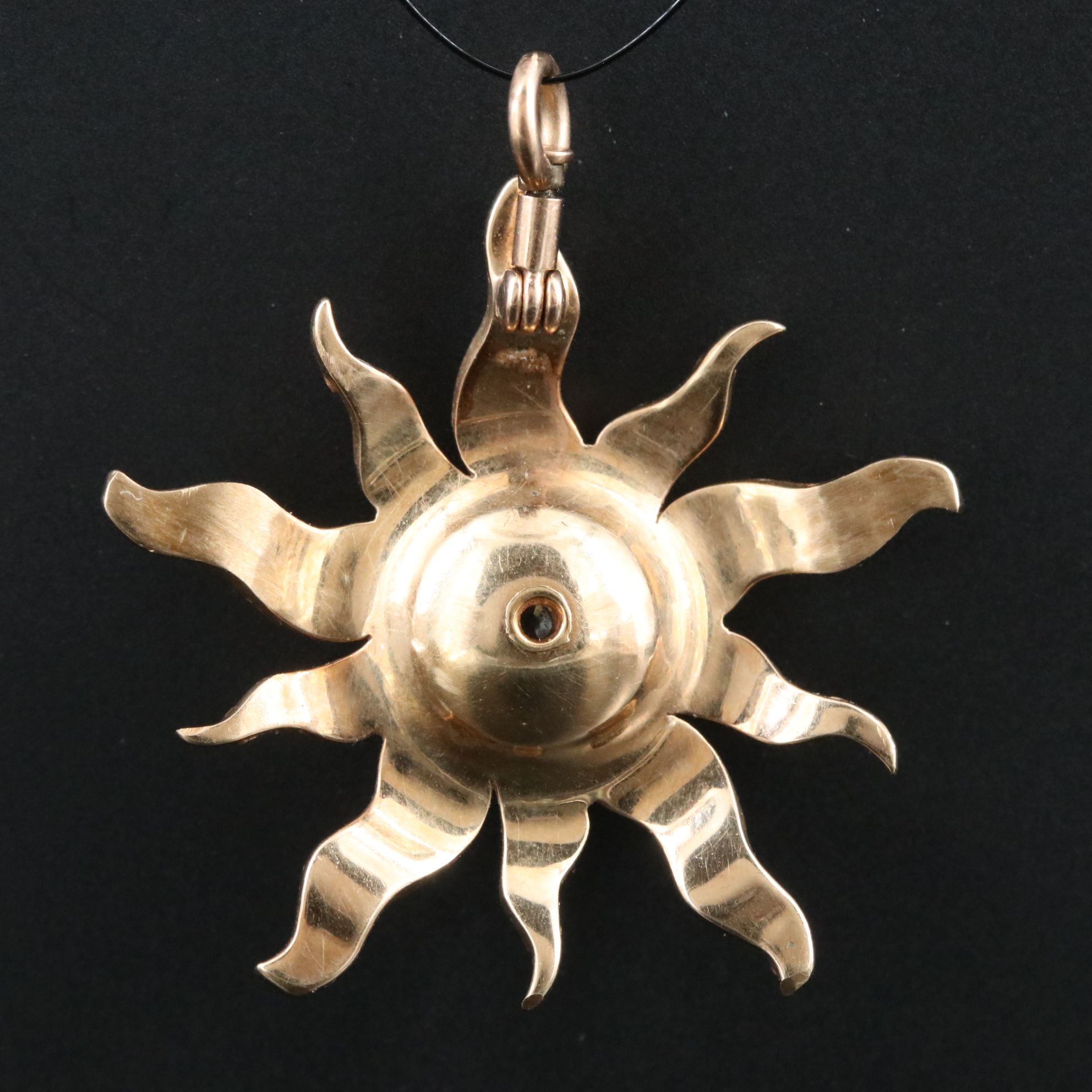 Victorian 14K Diamond and Pearl Sunburst Pendant