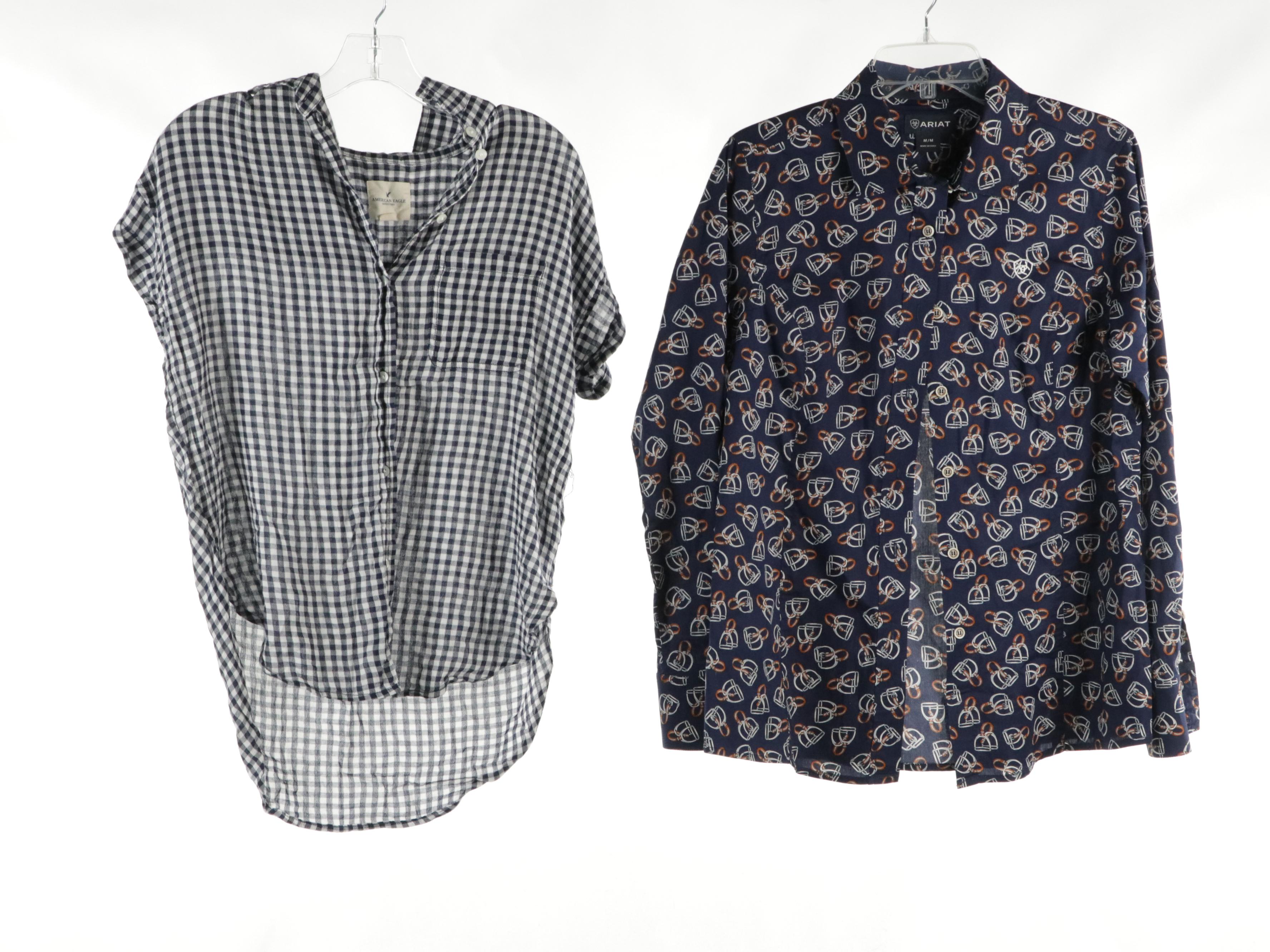 Checkered and Equestrian Motif Cotton Shirts Featuring Ralph Lauren Sport, Ariat