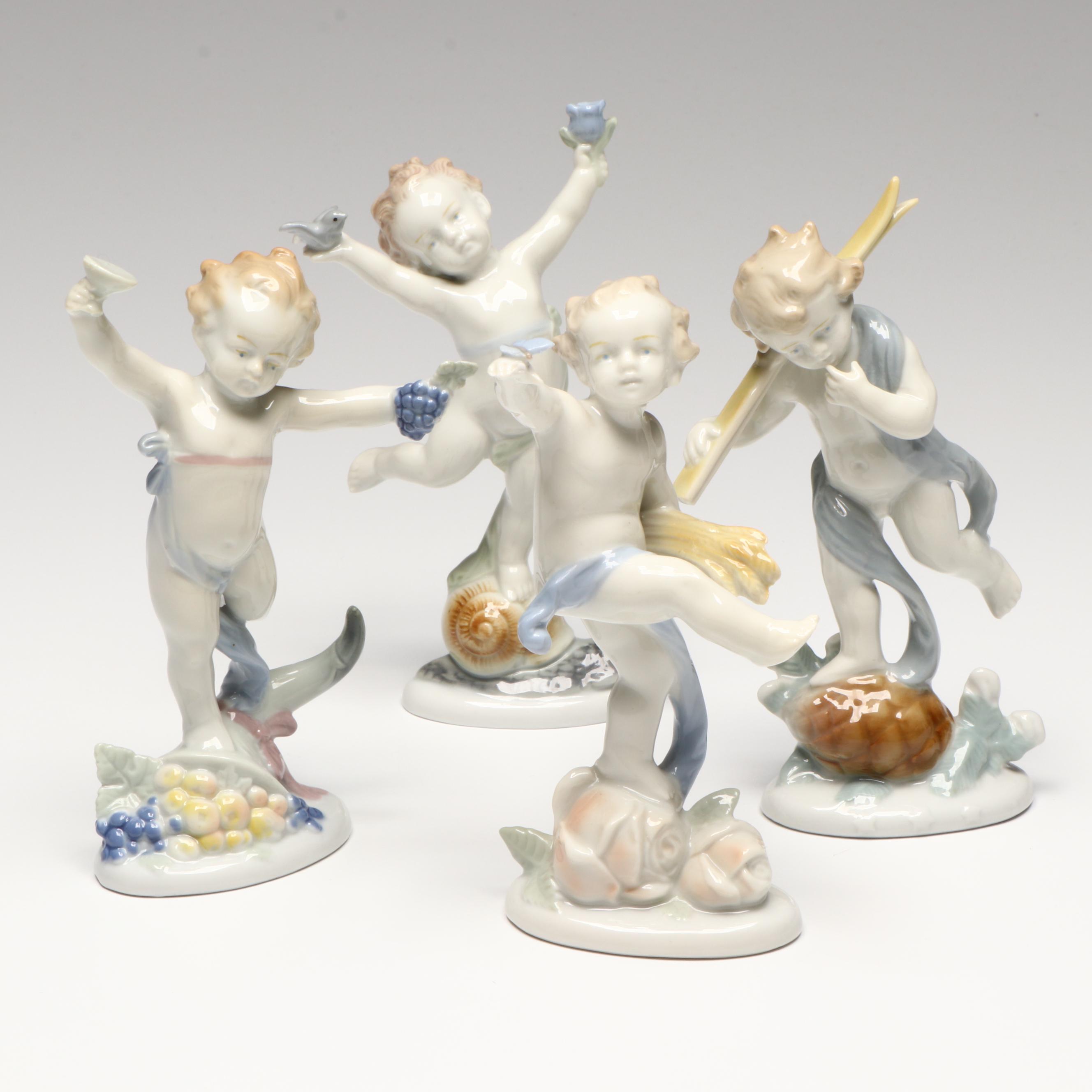 Metzler & Ortloff "Four Seasons - Cherubs" Porcelain Figurines