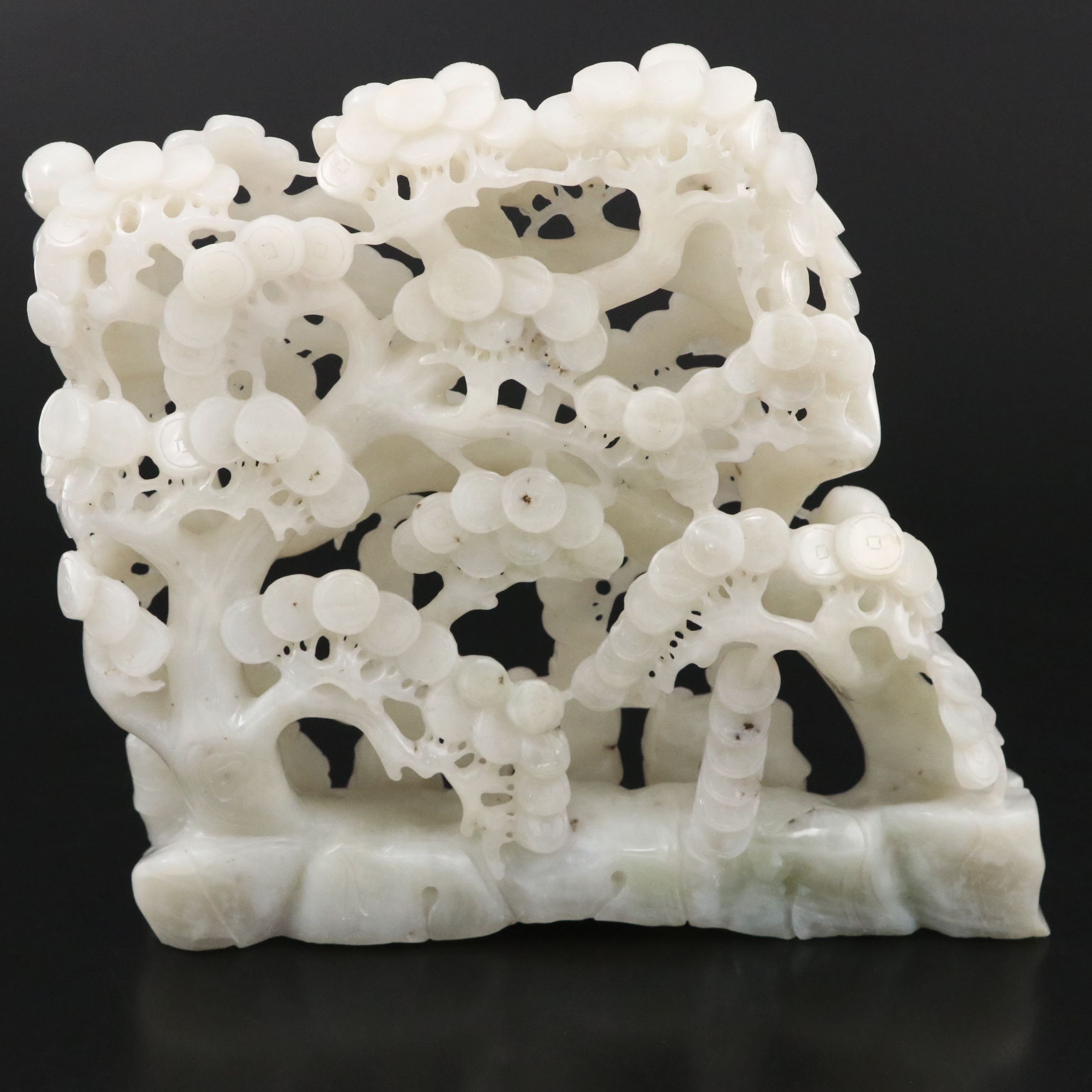 Chinese Carved Jade Sculpture of Figures in Orchard