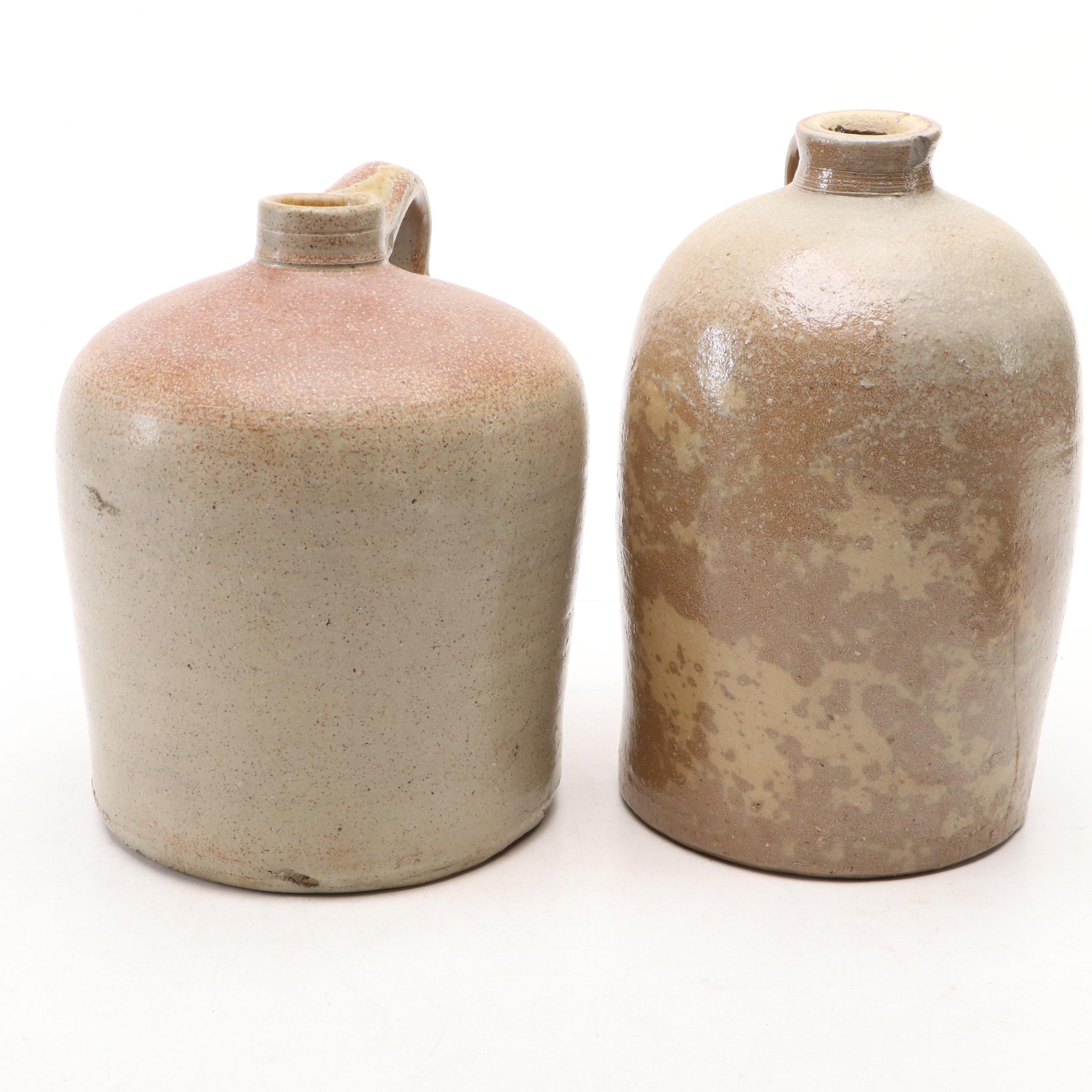 F. H. Weeks Stoneware Syrup Jug with Tobacco Spit Crock and Salt Glazed Jugs