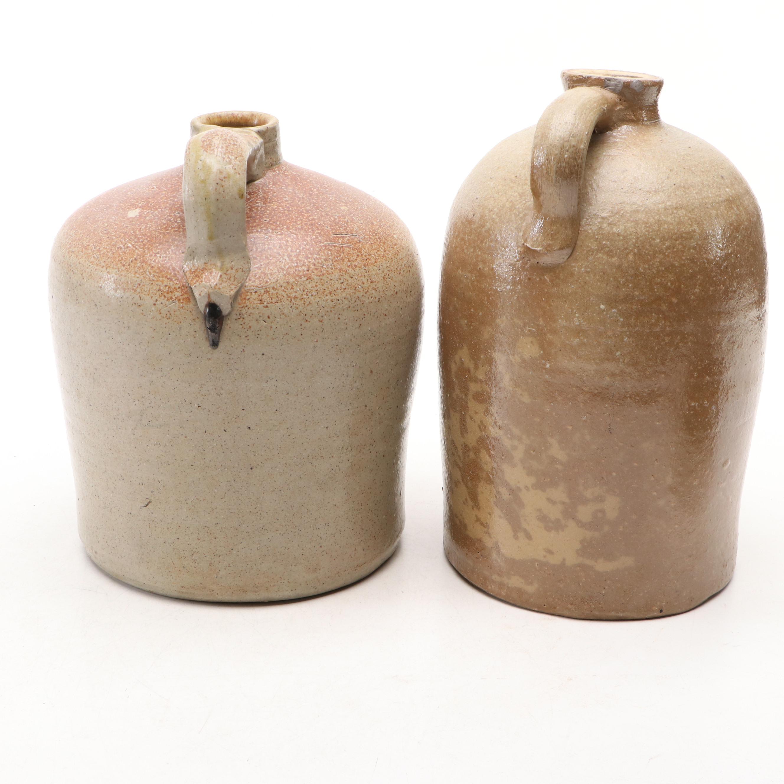 F. H. Weeks Stoneware Syrup Jug with Tobacco Spit Crock and Salt Glazed Jugs