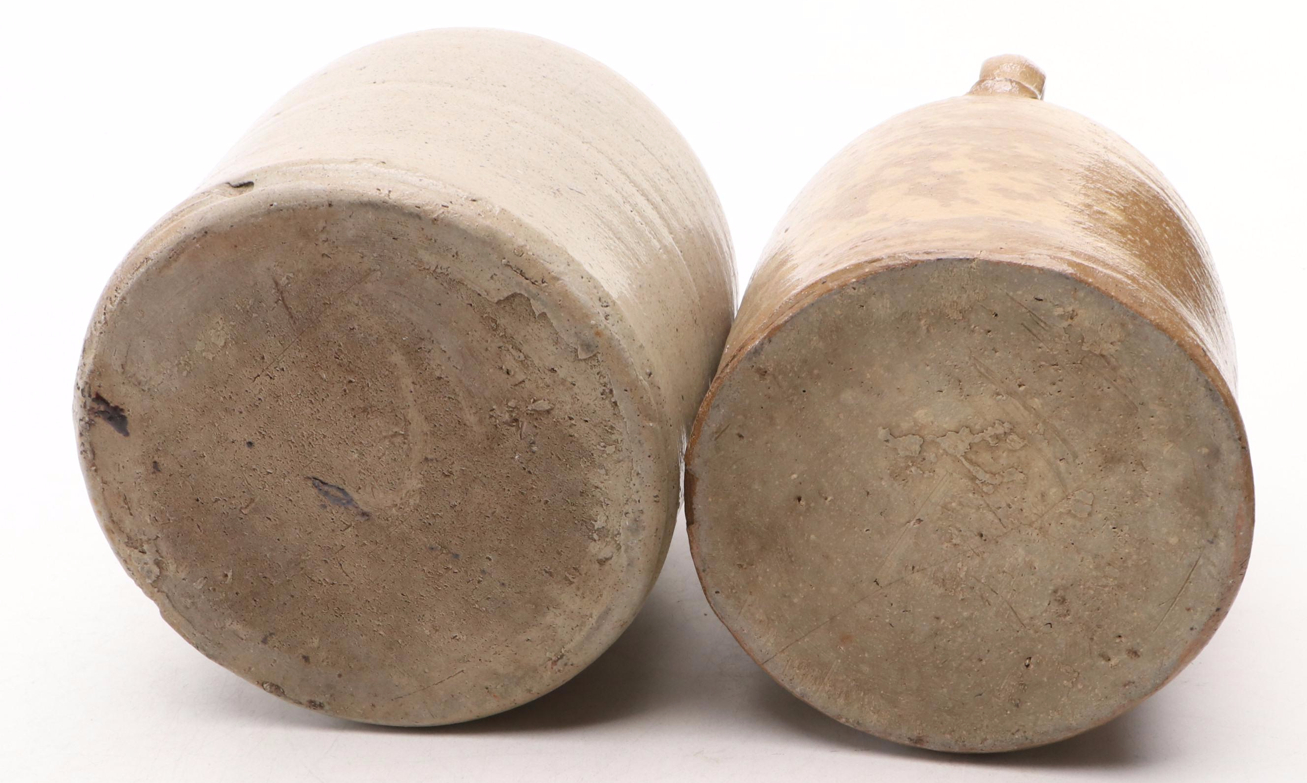 F. H. Weeks Stoneware Syrup Jug with Tobacco Spit Crock and Salt Glazed Jugs