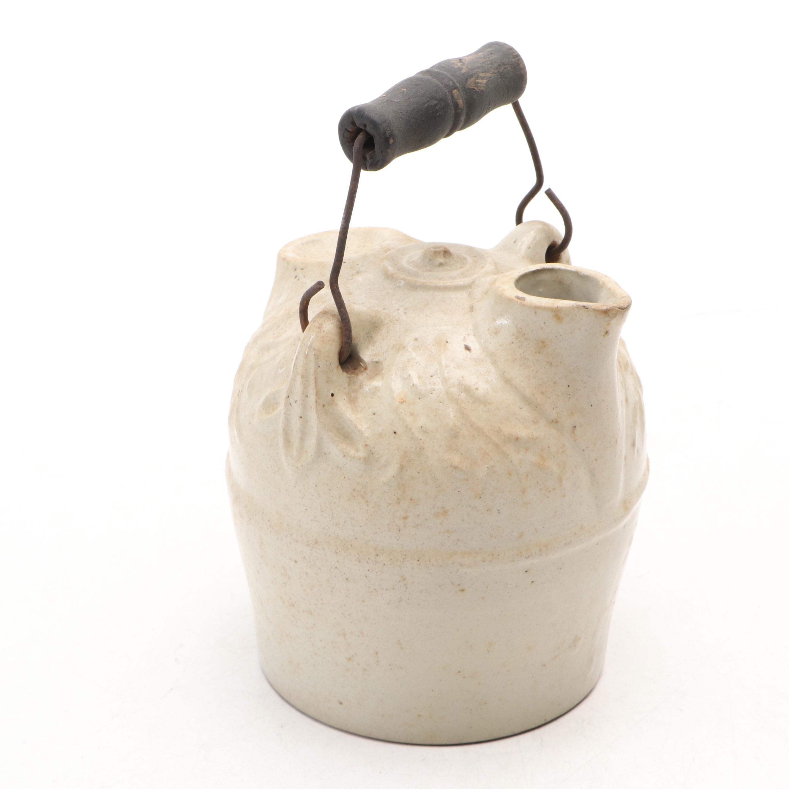 F. H. Weeks Stoneware Syrup Jug with Tobacco Spit Crock and Salt Glazed Jugs