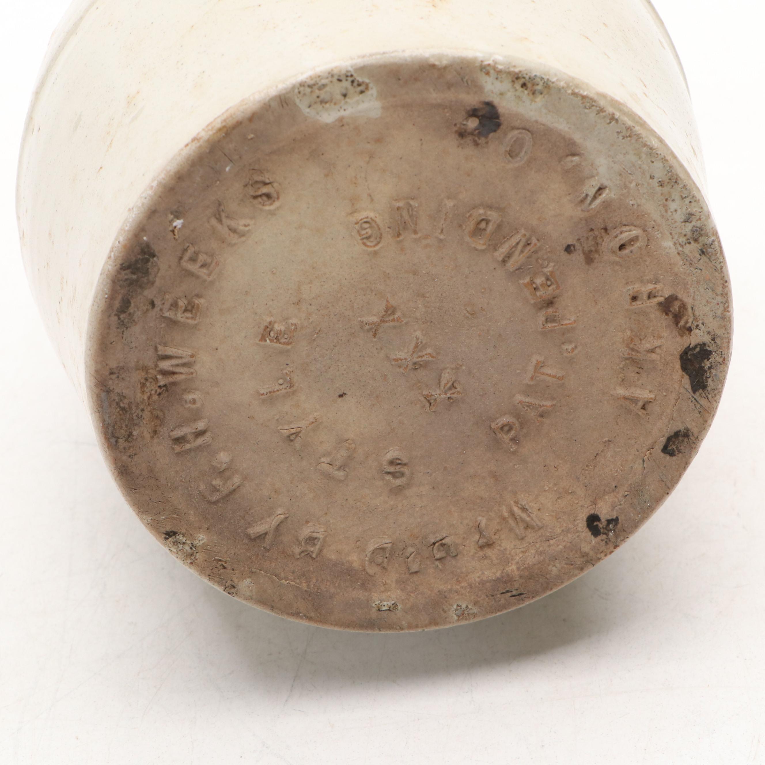 F. H. Weeks Stoneware Syrup Jug with Tobacco Spit Crock and Salt Glazed Jugs