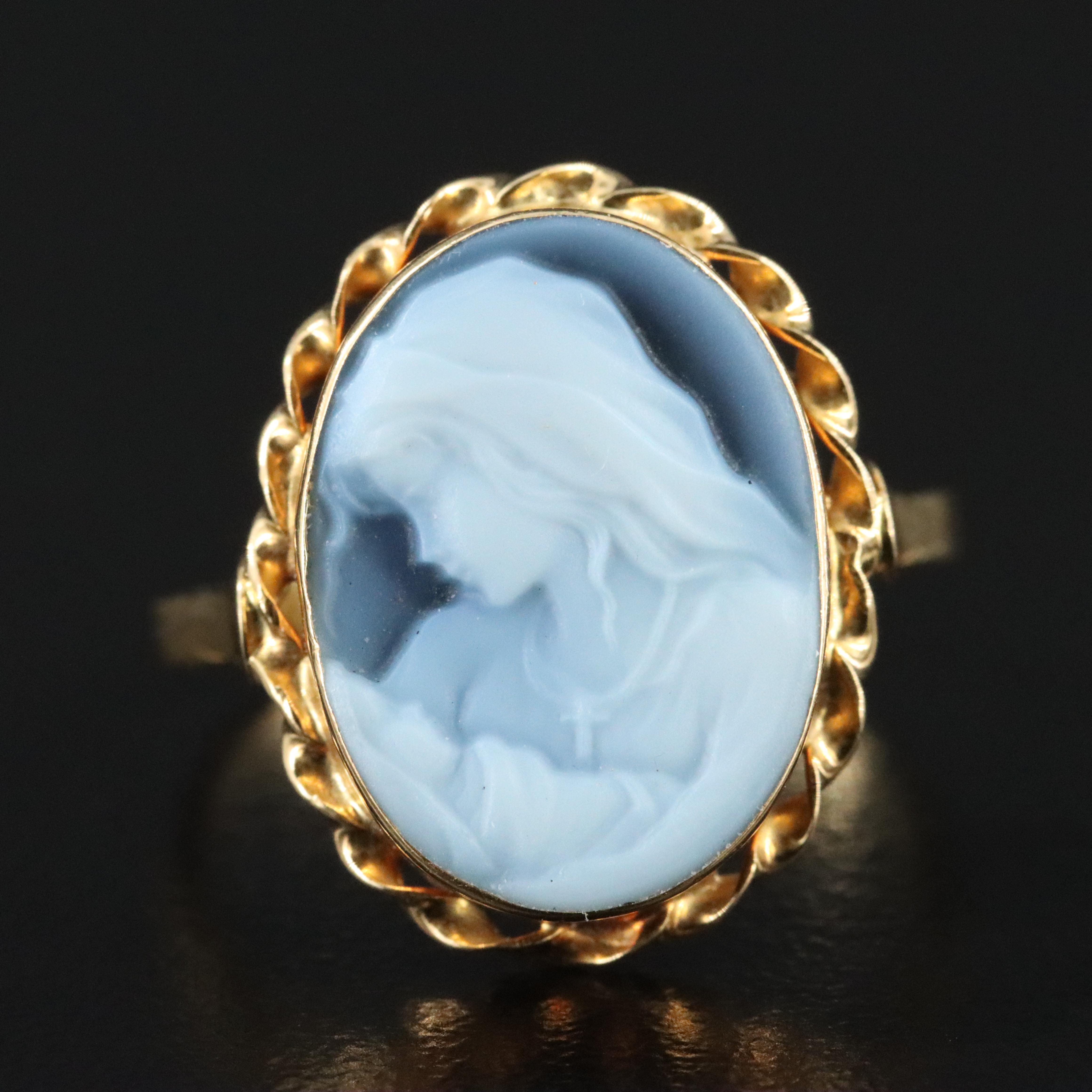 18K Black Onyx Cameo Ring