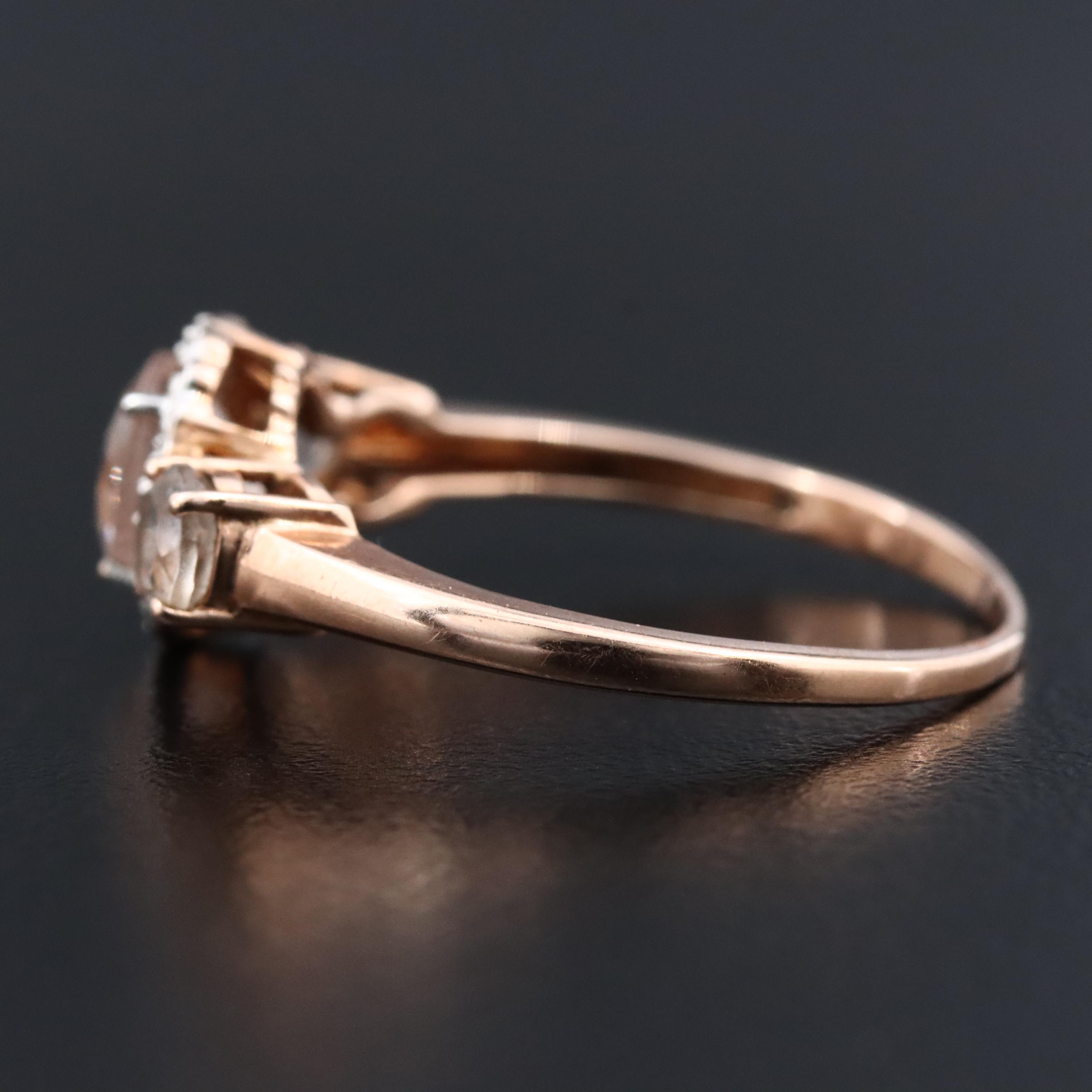 14K Rose Gold Morganite and Diamond Ring