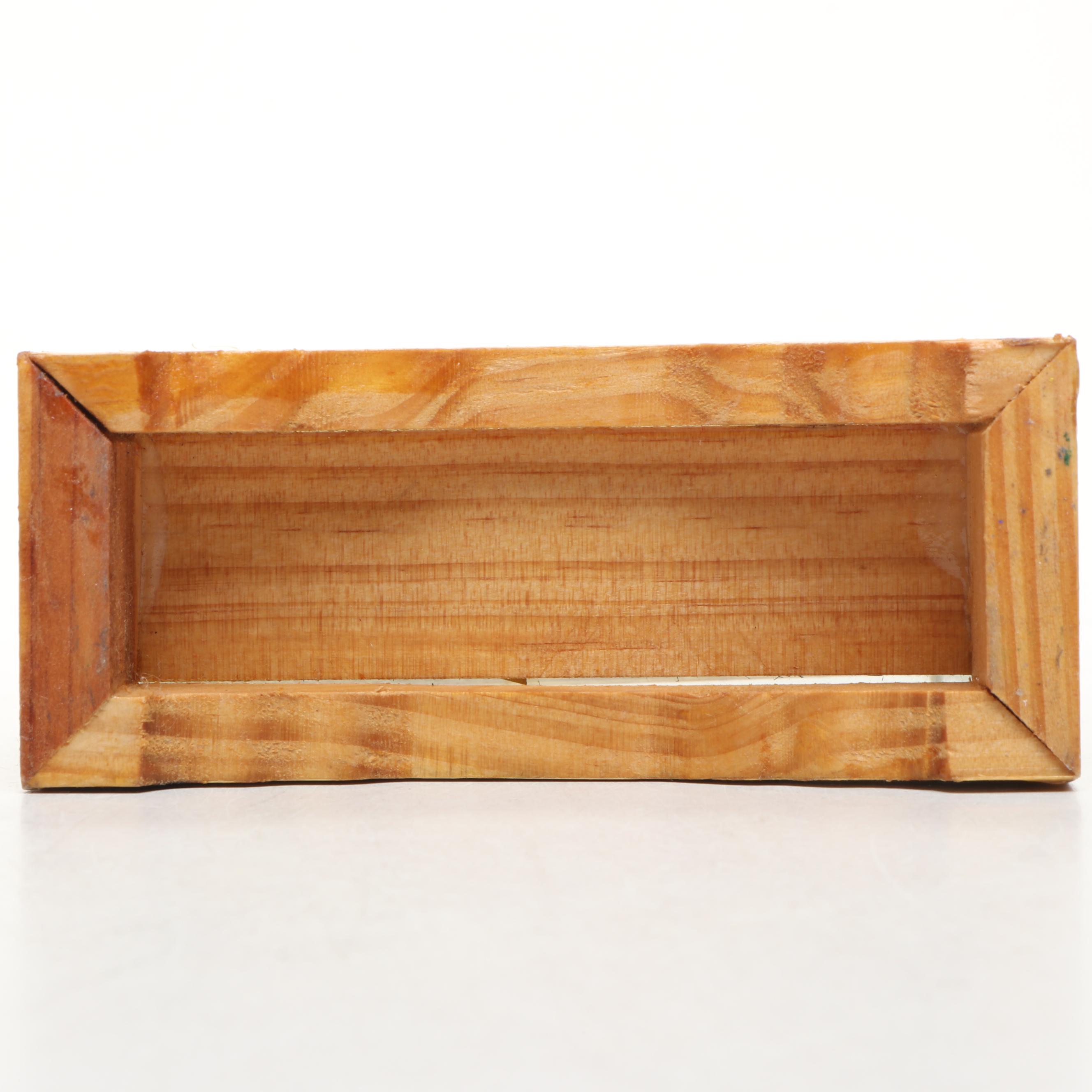 Handmade Paper and Polychrome Wood Model Ship in Bamboo and Glass Case