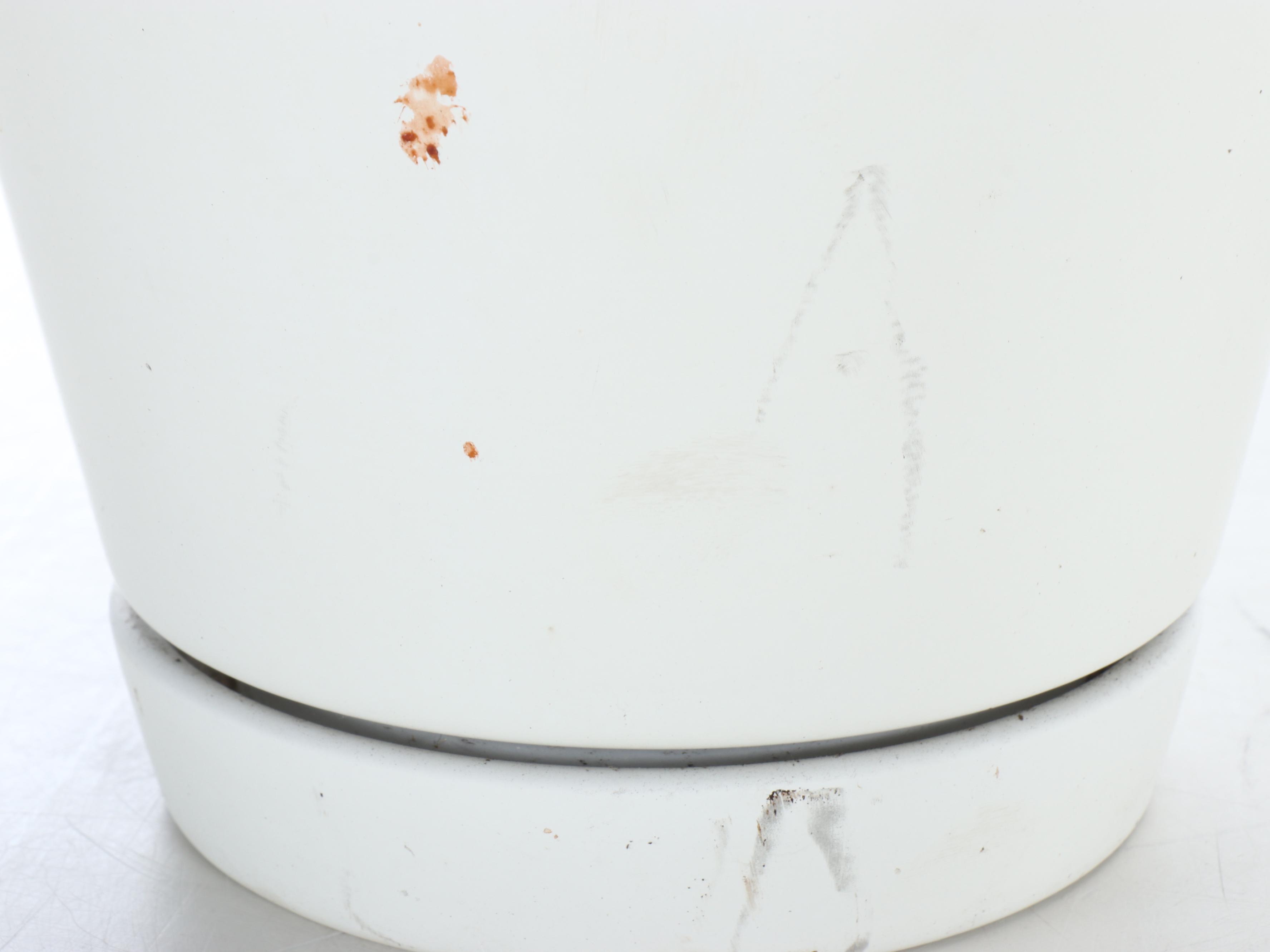 Glazed Terracotta Planters, Metal Planter Stands, and Copper Water Fountain