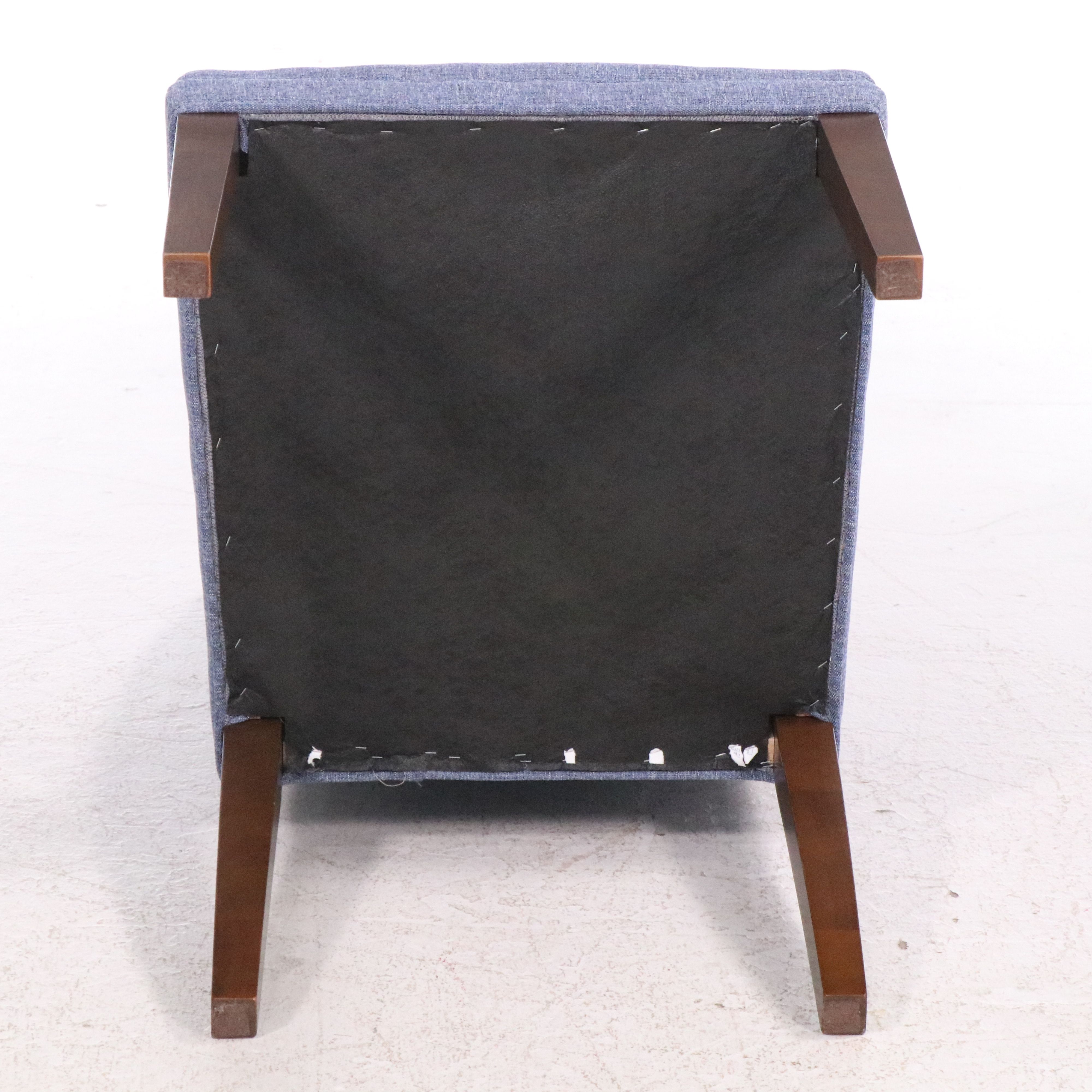 Pair of Contemporary Blue Fabric Upholstered Side Chairs