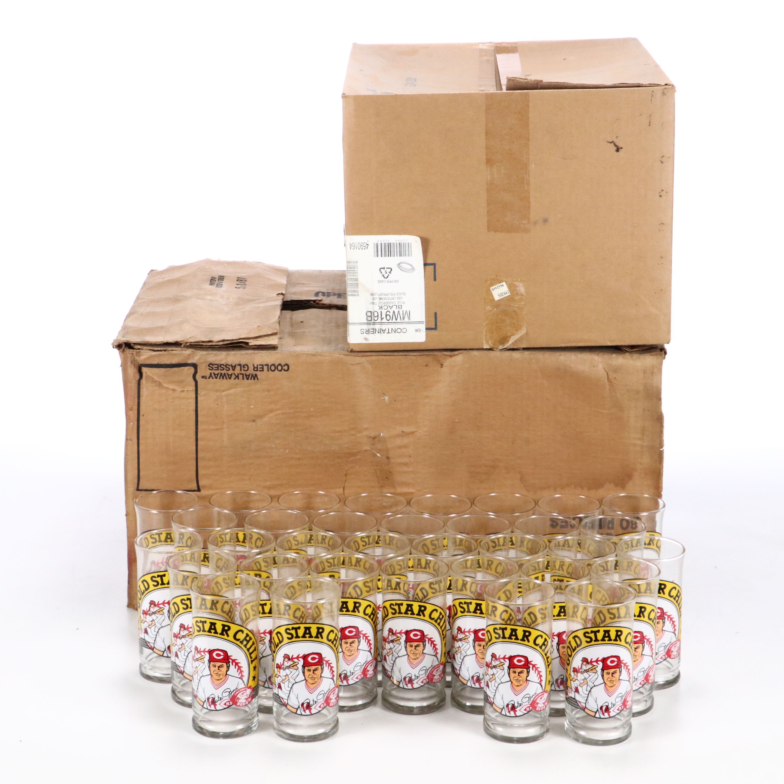 Libbey Glass Gold Star Chili Cincinnati Reds Pete Rose Commemorative Tumblers