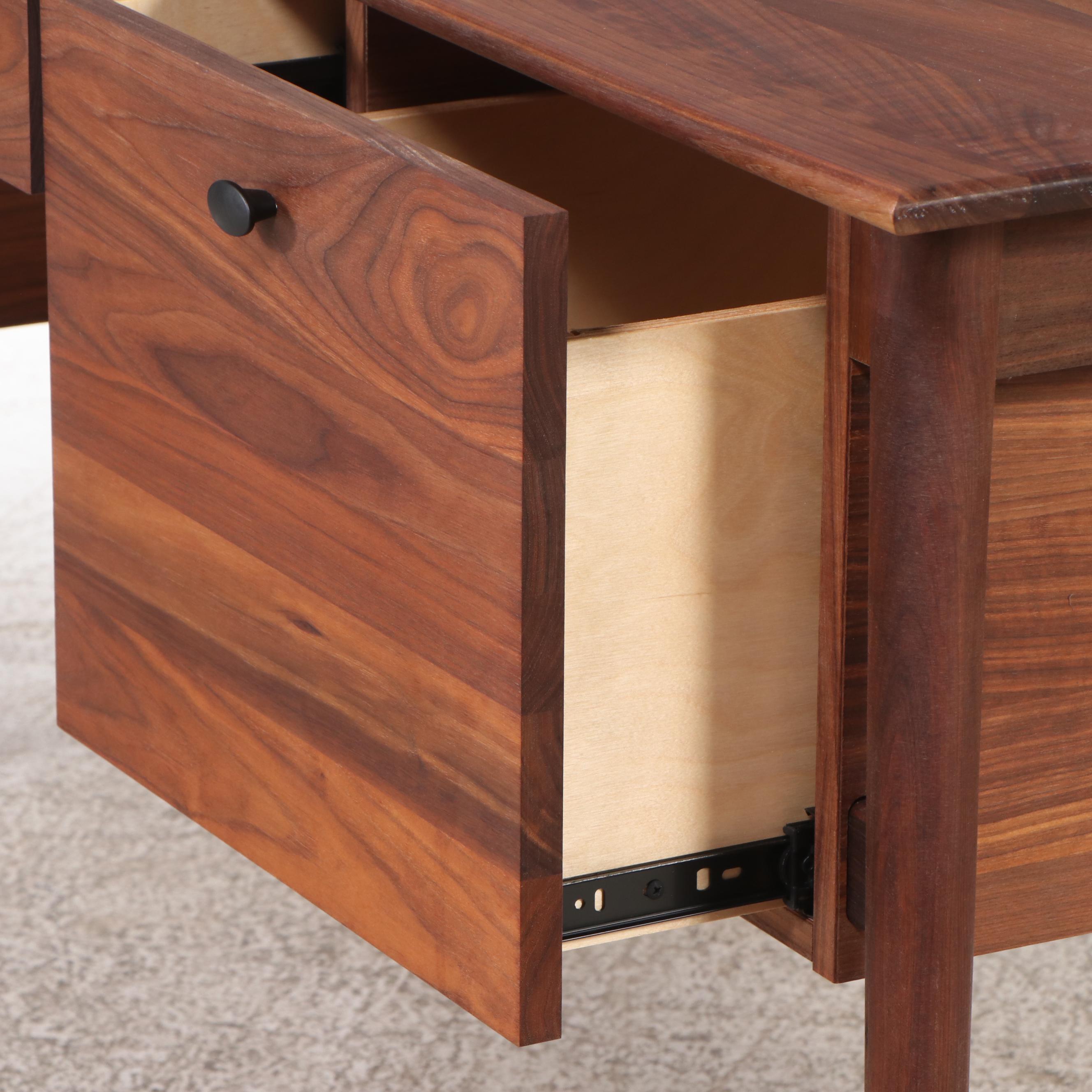 Crate & Barrel "Kendall" Mid Century Modern Style Walnut Desk, 2021