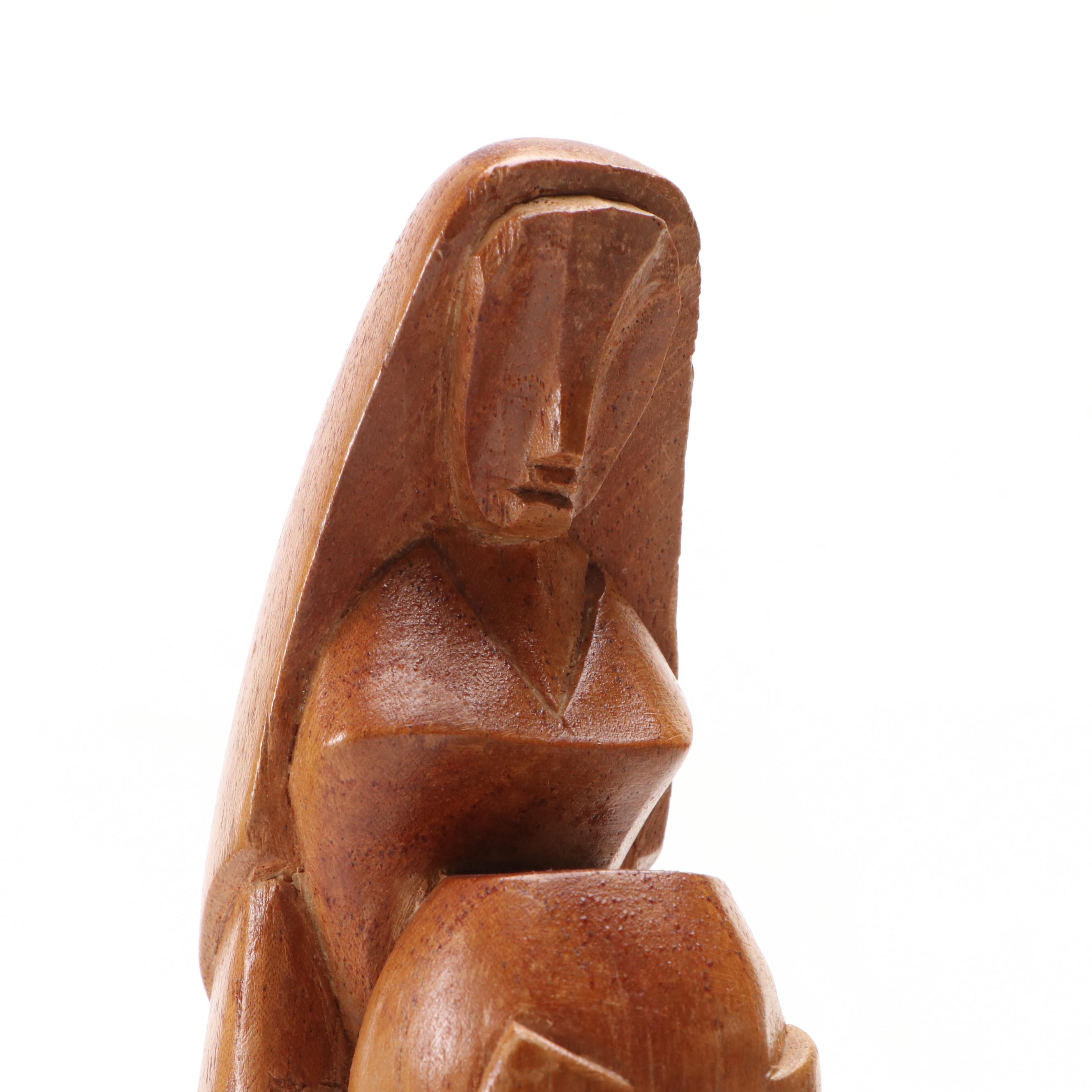 Folk Art Style Wood Carvings of People and Animals, Mid to Late 20th Century