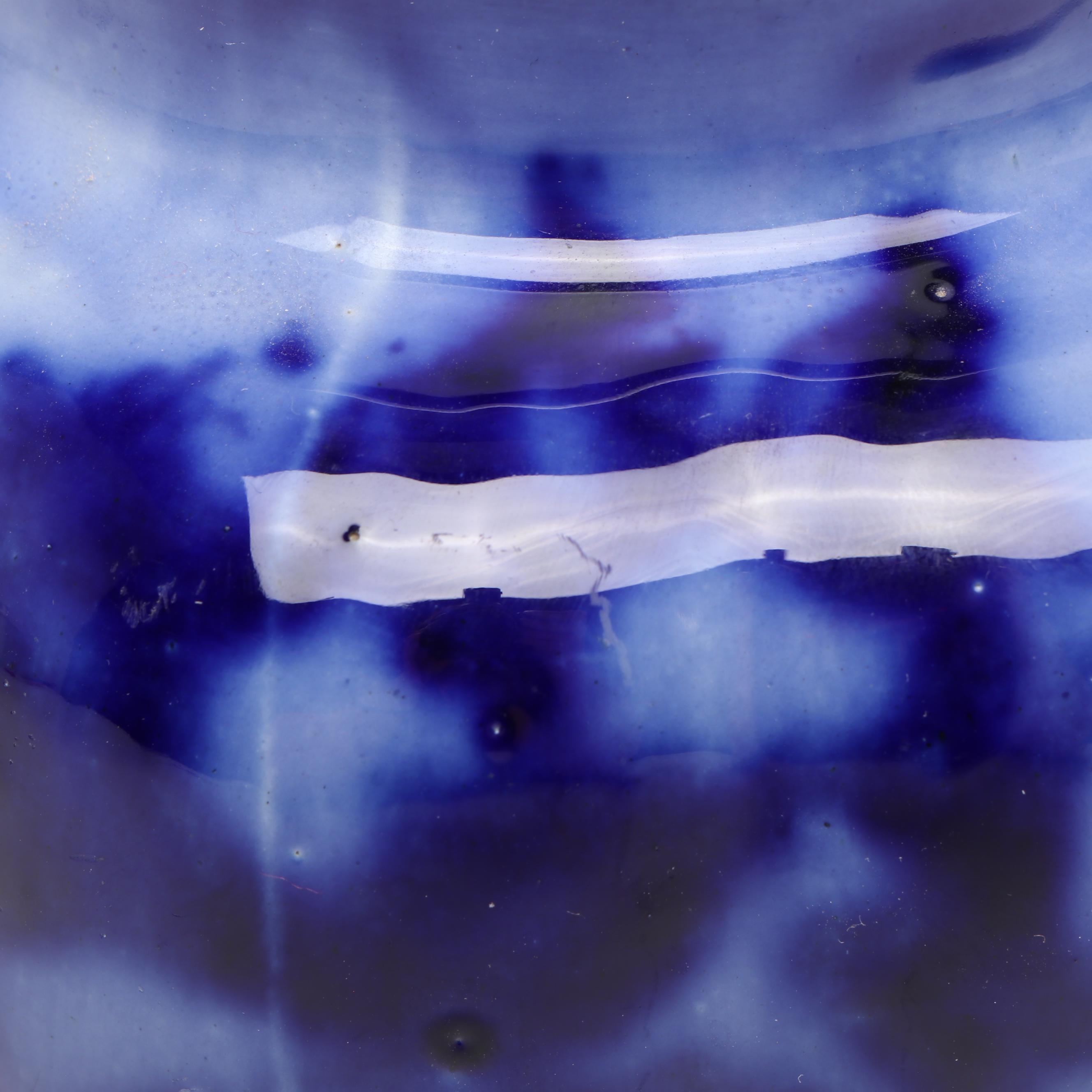 Ribbed Flow Blue Style Ceramic Vase, 20th Century