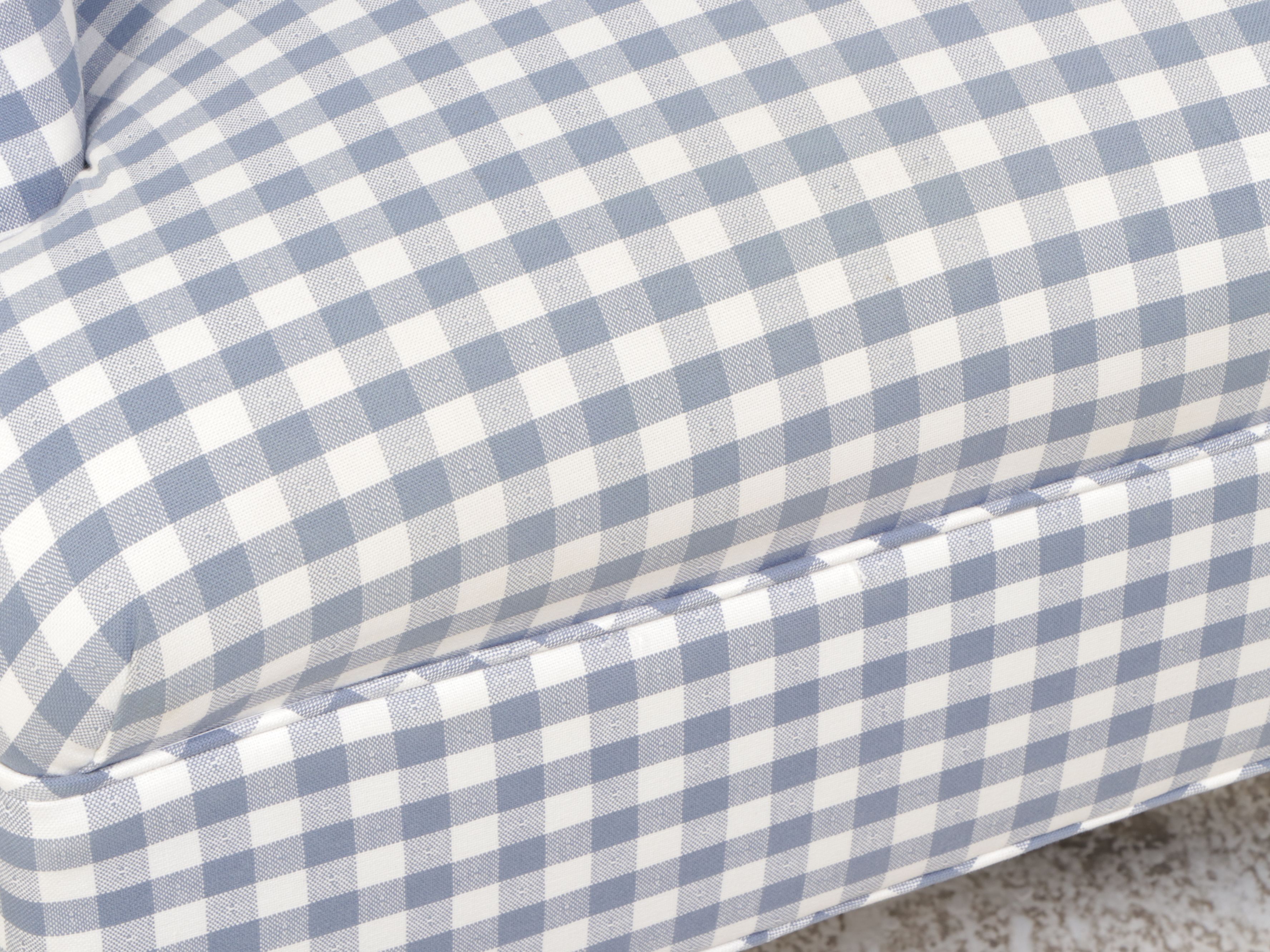 Brandywine Design Furniture Blue Gingham Upholstered Armchair and Ottoman