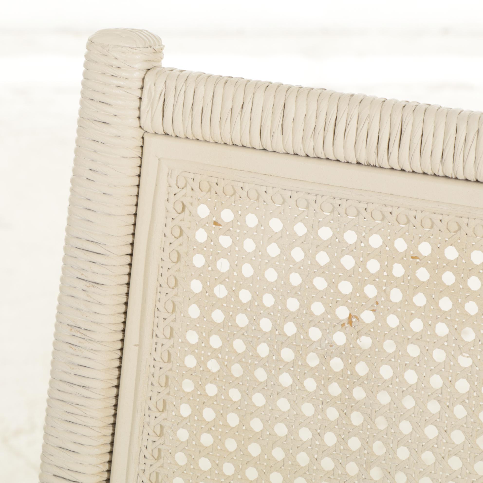 Pair of Painted Side Chairs with Paper Rush Wrap and  Seats and Woven Cane Backs