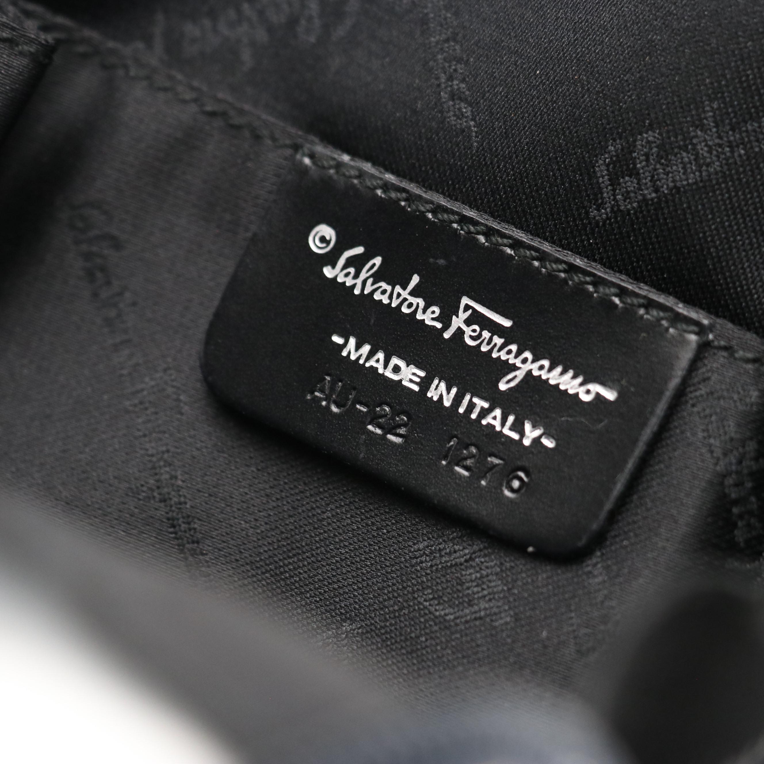 Salvatore Ferragamo Cosmetic Handbag in Midnight Jean Gancini Canvas and Leather