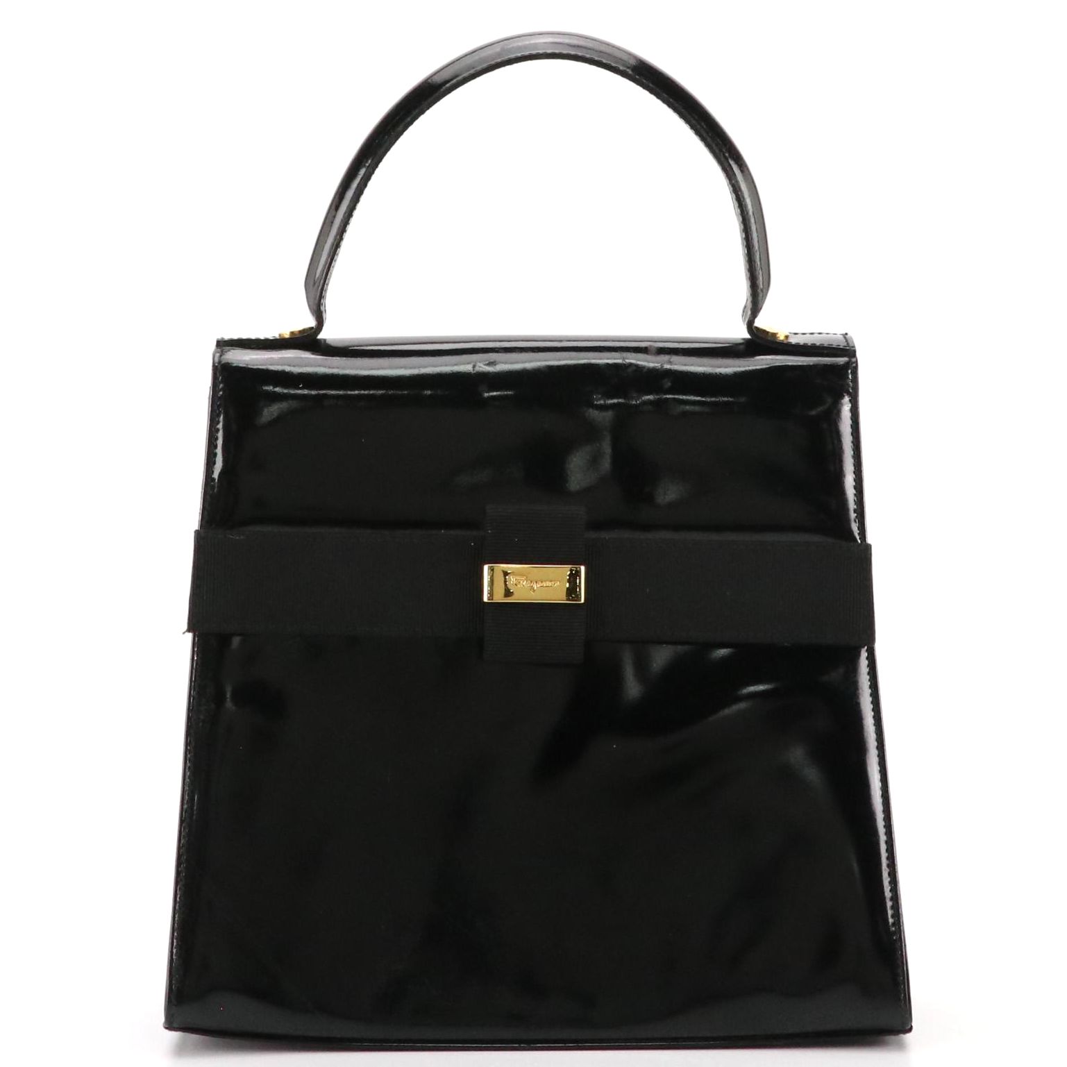 Salvatore Ferragamo Vara Bow Top Handle Bag in Glazed Leather