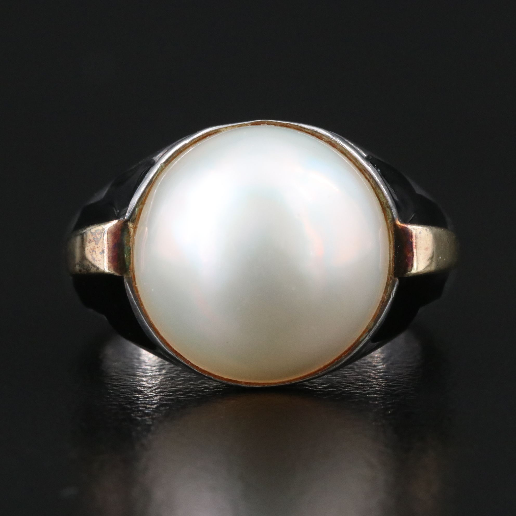 Cartier Sterling Pearl and Enamel Ring with 18K Accents
