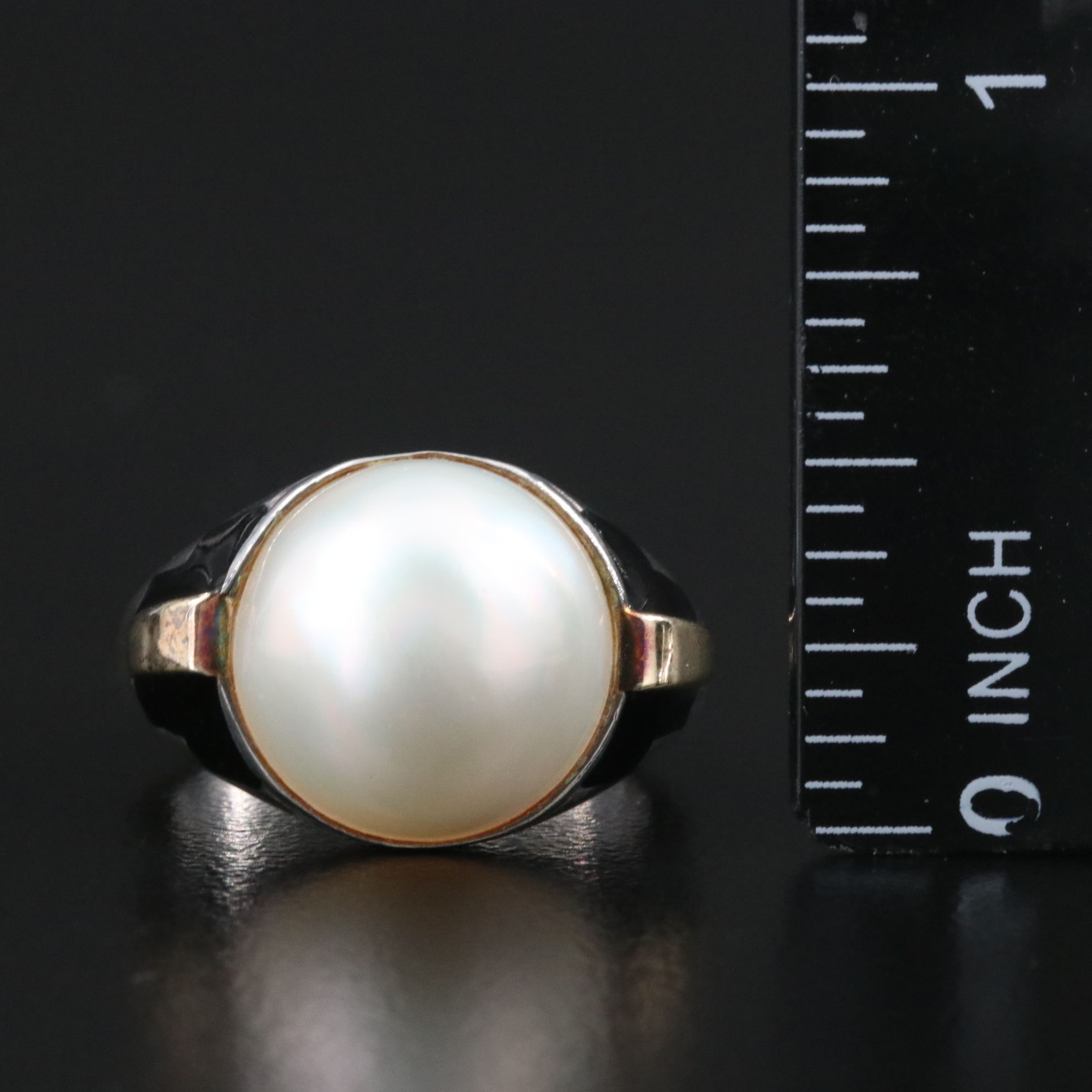 Cartier Sterling Pearl and Enamel Ring with 18K Accents
