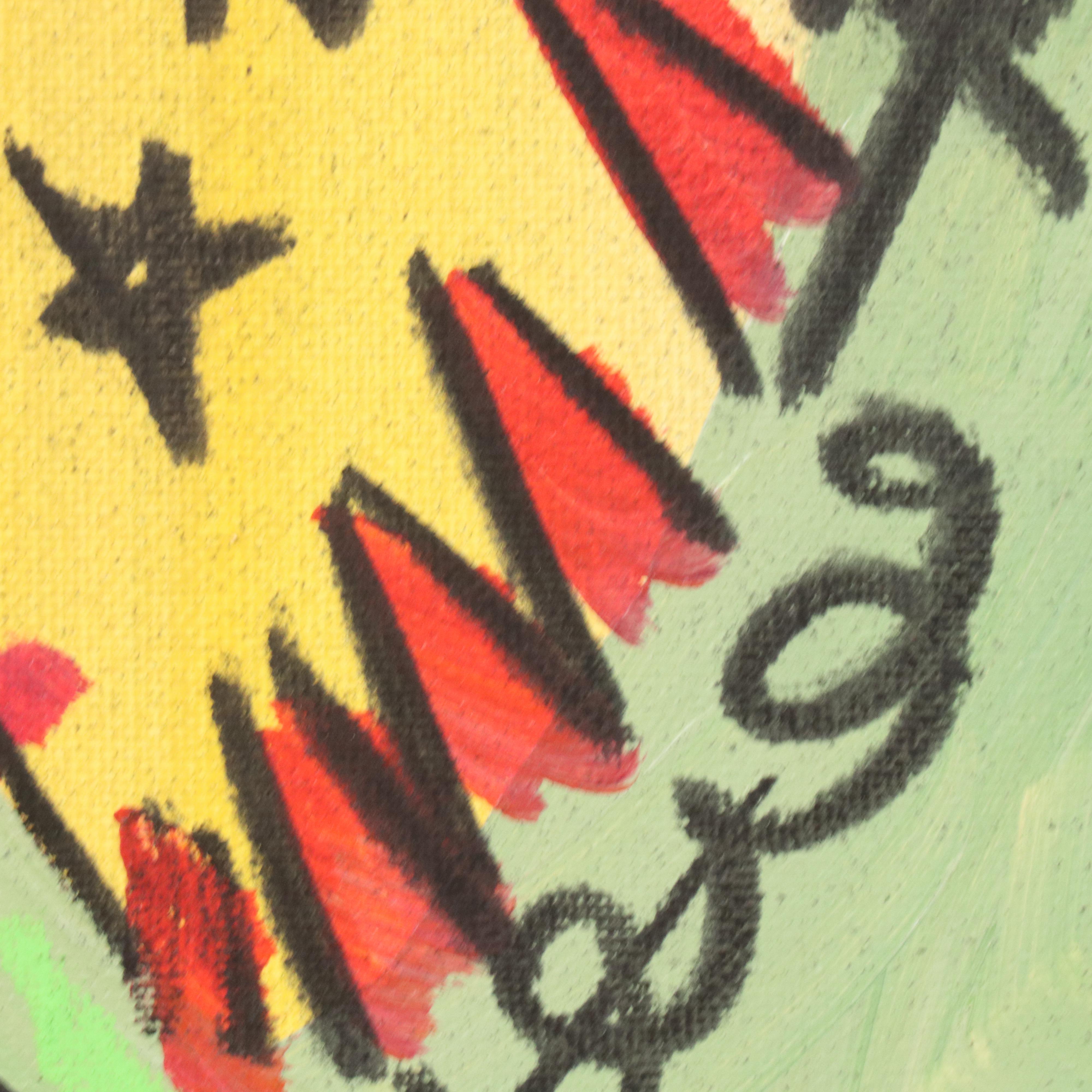 Cor Stylized Acrylic Painting of T-Rex on Bike, 2025