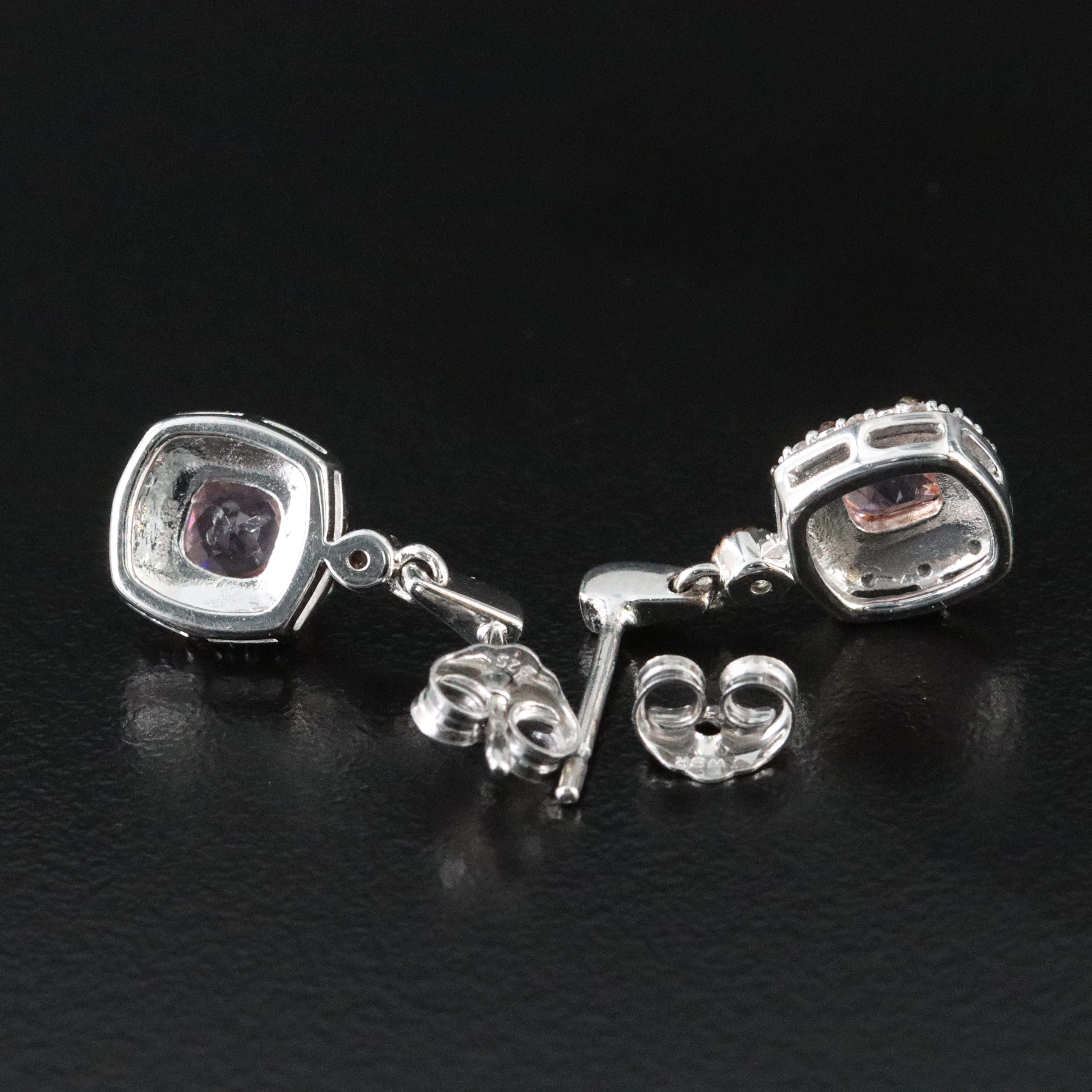 Sterling Cubic Zirconia and White Sapphire Drop Earrings