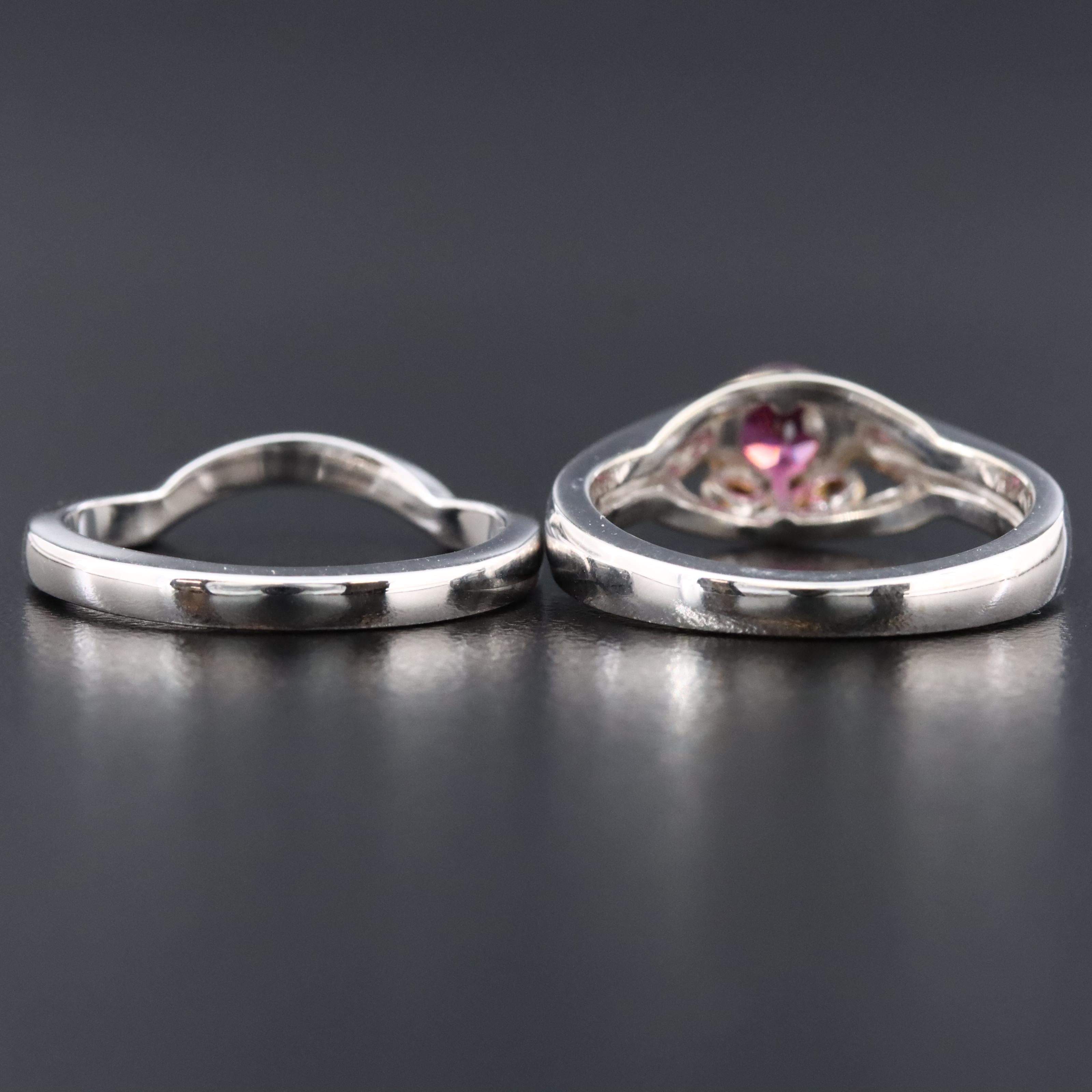 14K Garnet Ring Set with 14K Yellow Gold Accents