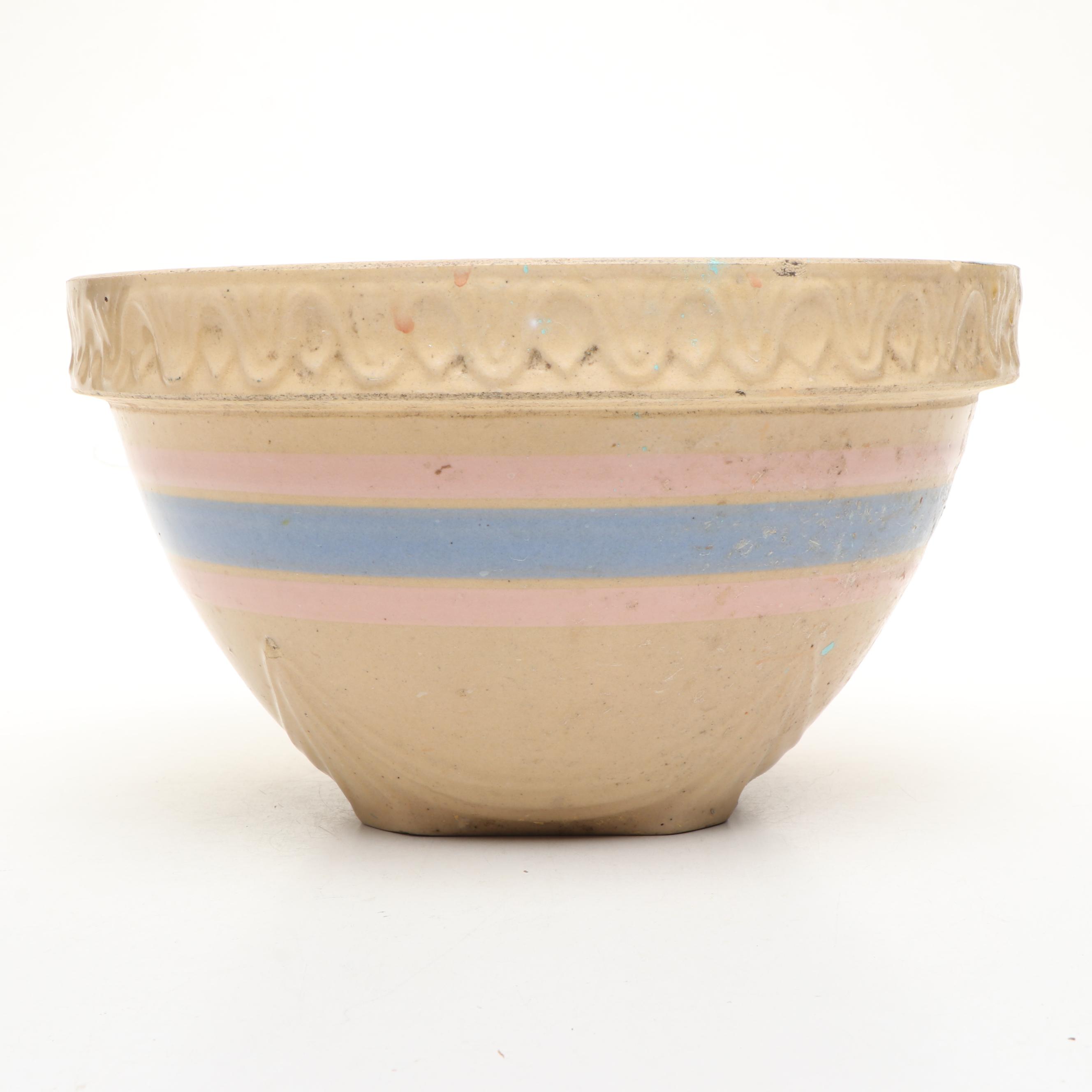 Robinson Ransbottom and Other Banded Stoneware Mixing Bowl, Early to Mid-20th C.