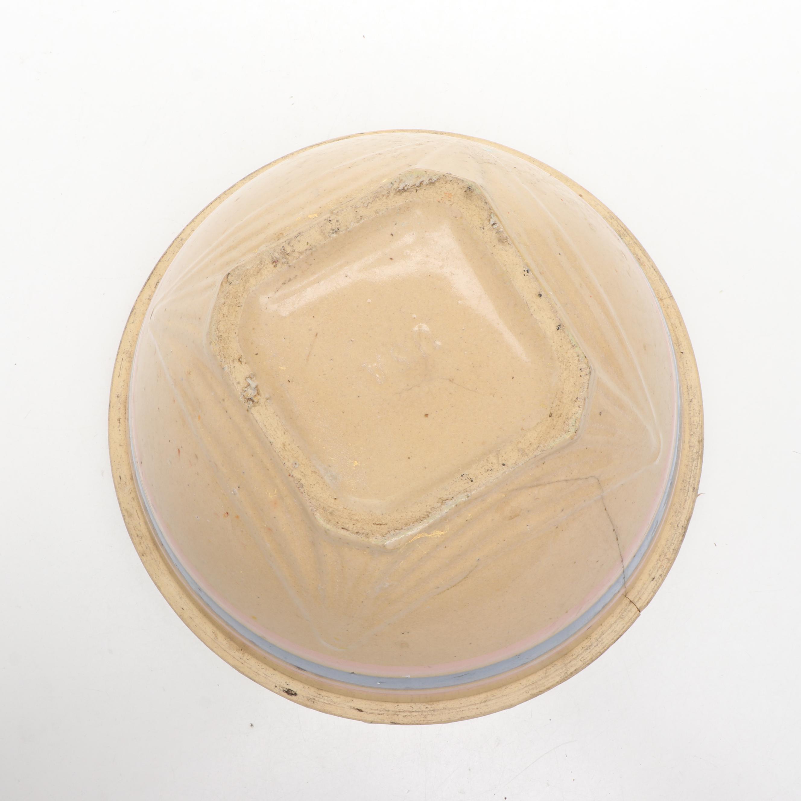 Robinson Ransbottom and Other Banded Stoneware Mixing Bowl, Early to Mid-20th C.