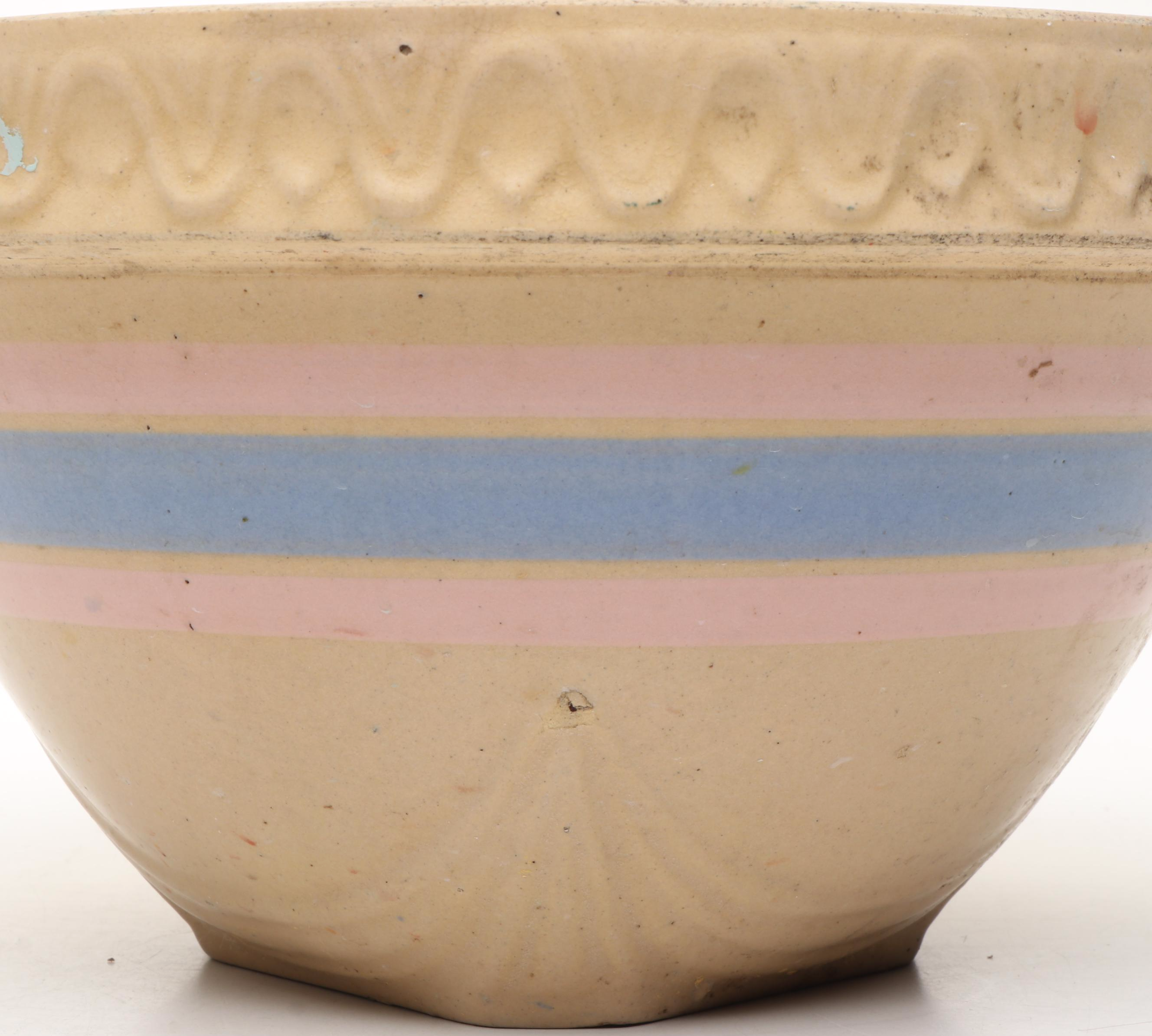 Robinson Ransbottom and Other Banded Stoneware Mixing Bowl, Early to Mid-20th C.
