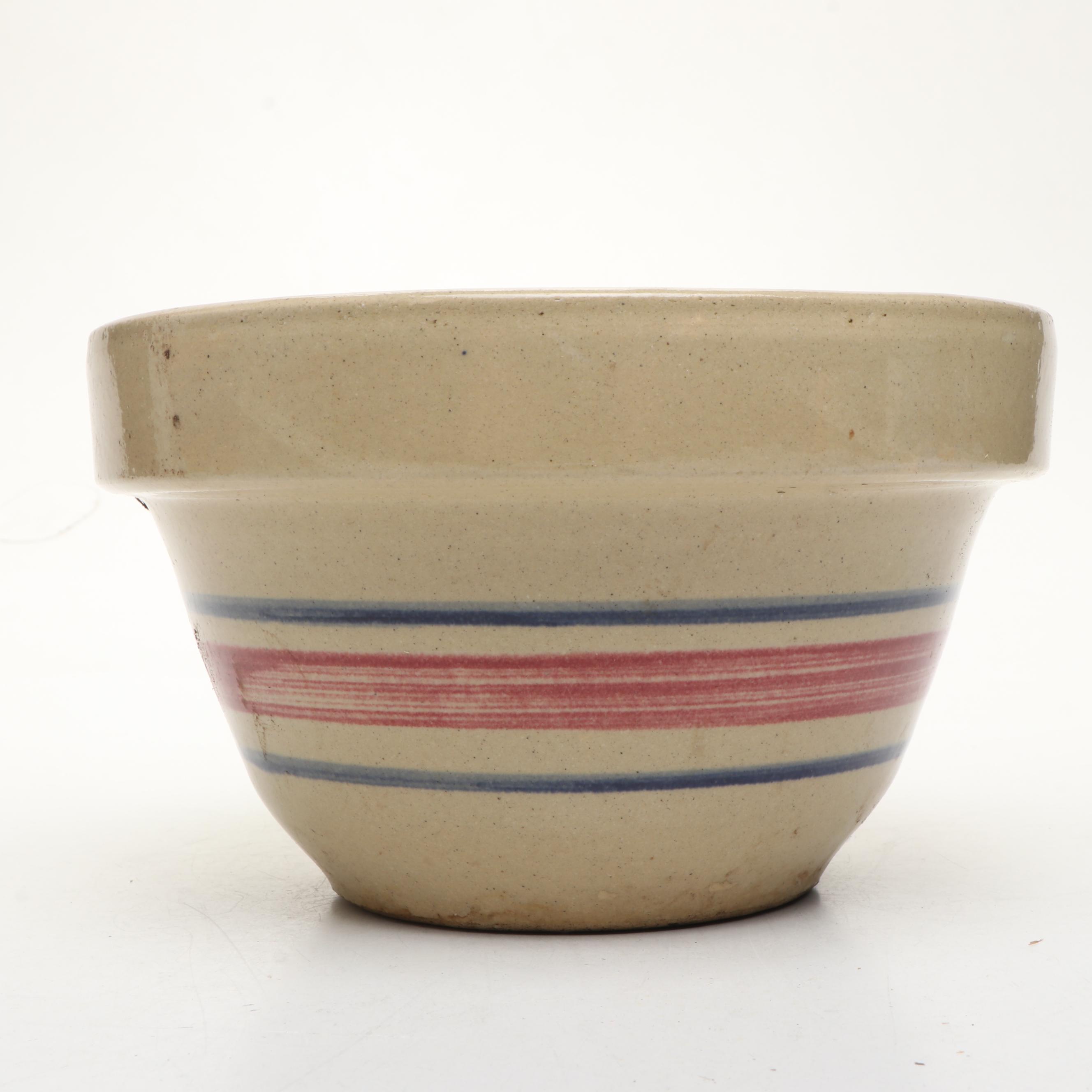 Robinson Ransbottom and Other Banded Stoneware Mixing Bowl, Early to Mid-20th C.