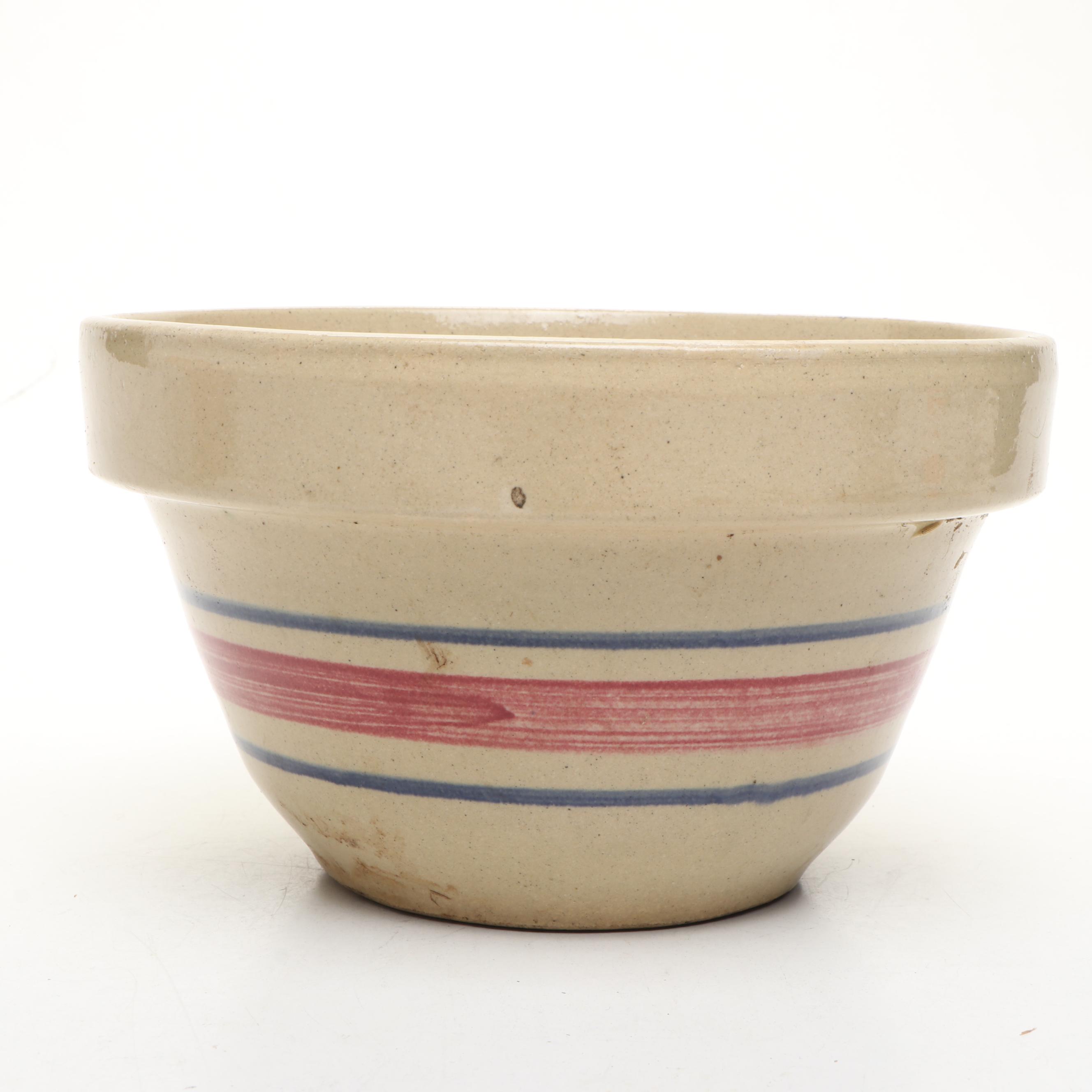 Robinson Ransbottom and Other Banded Stoneware Mixing Bowl, Early to Mid-20th C.