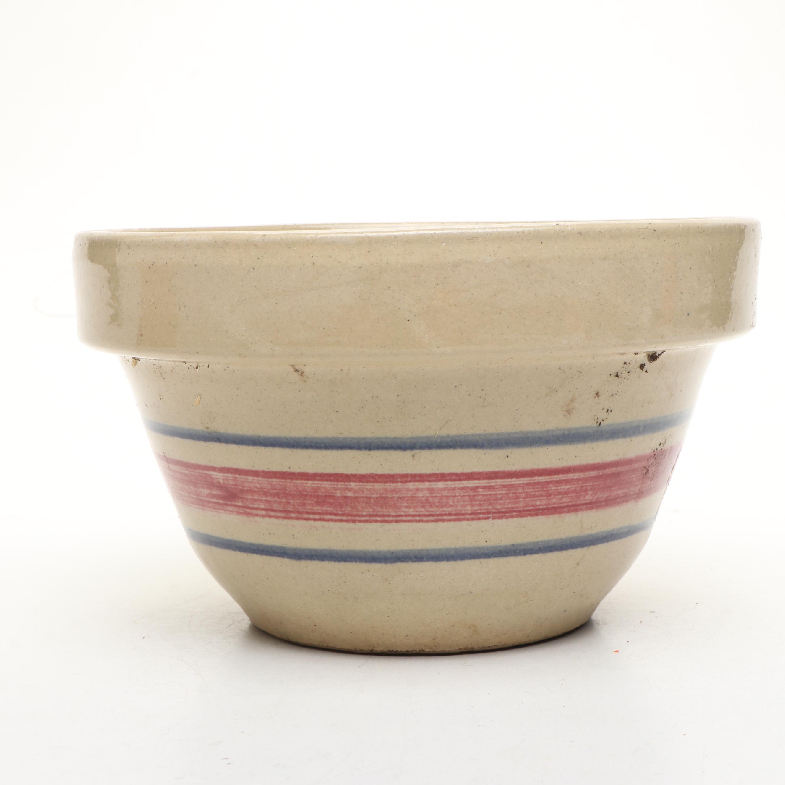 Robinson Ransbottom and Other Banded Stoneware Mixing Bowl, Early to Mid-20th C.