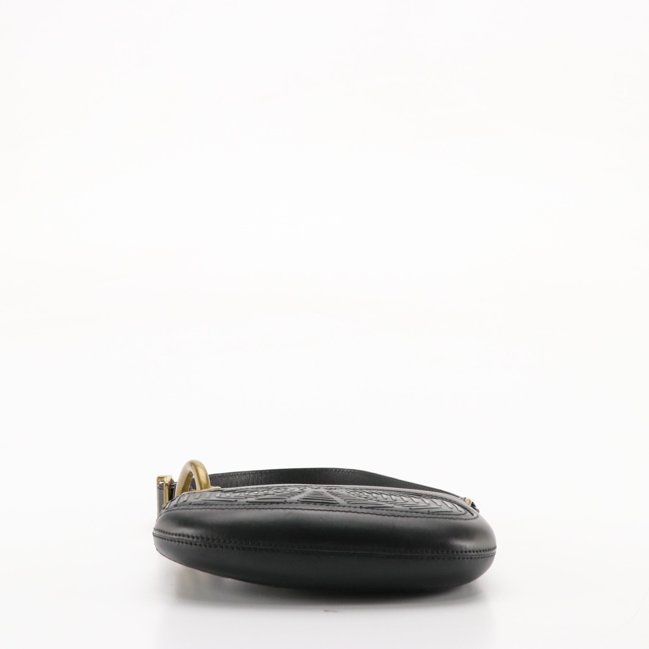 Loewe Mini Shoulder Bag in Black Calfskin Leather with Interwoven Details