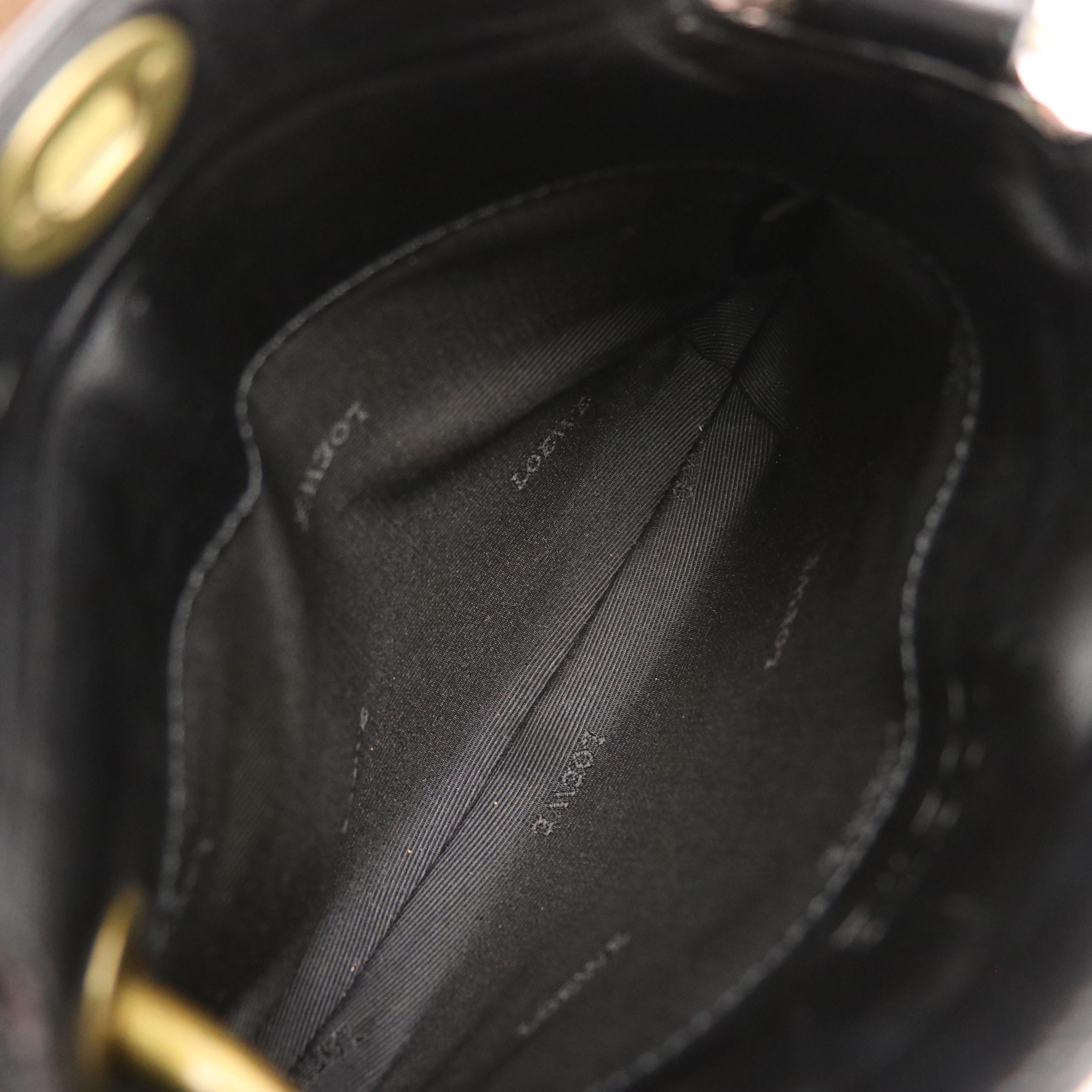 Loewe Mini Shoulder Bag in Black Calfskin Leather with Interwoven Details