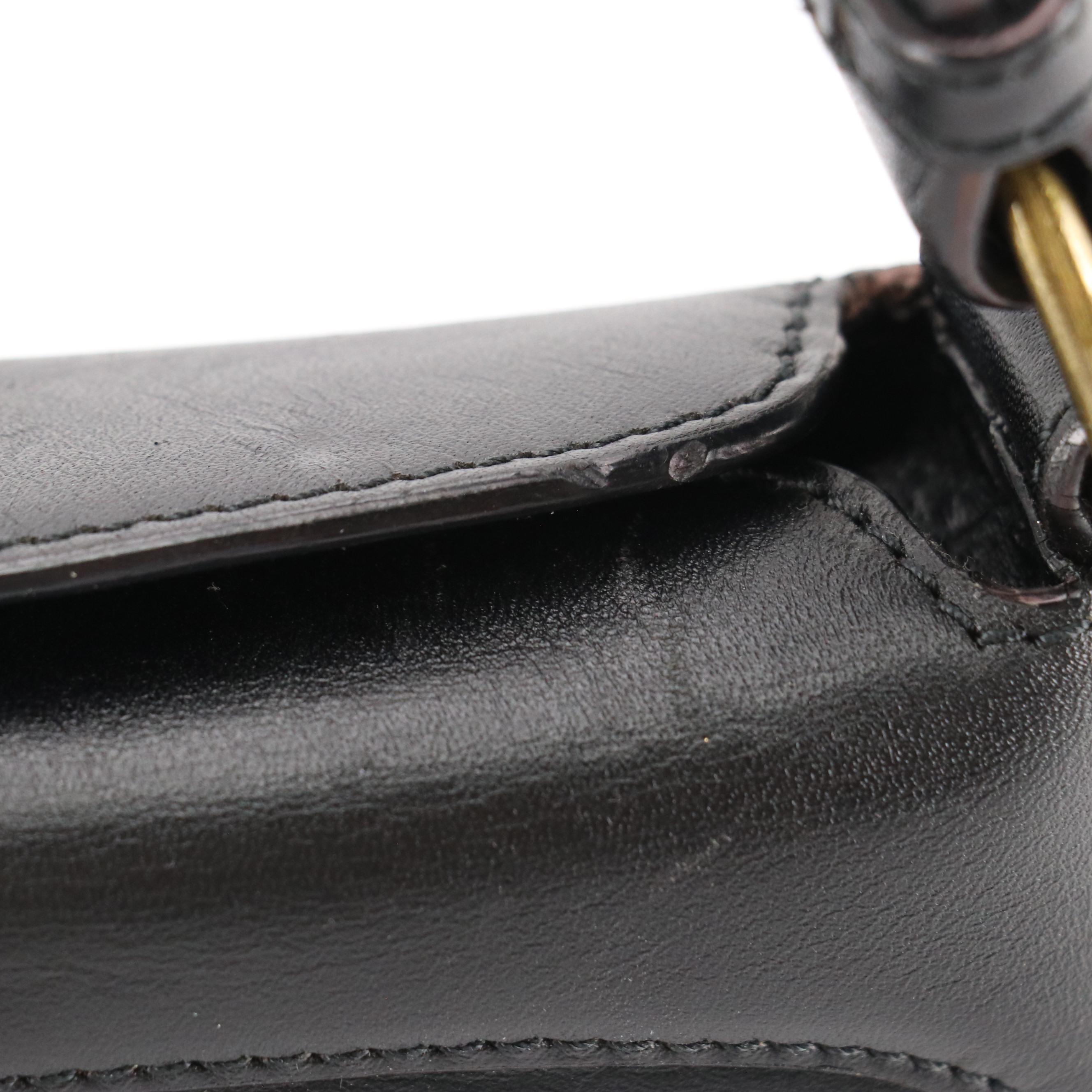 Loewe Mini Shoulder Bag in Black Calfskin Leather with Interwoven Details