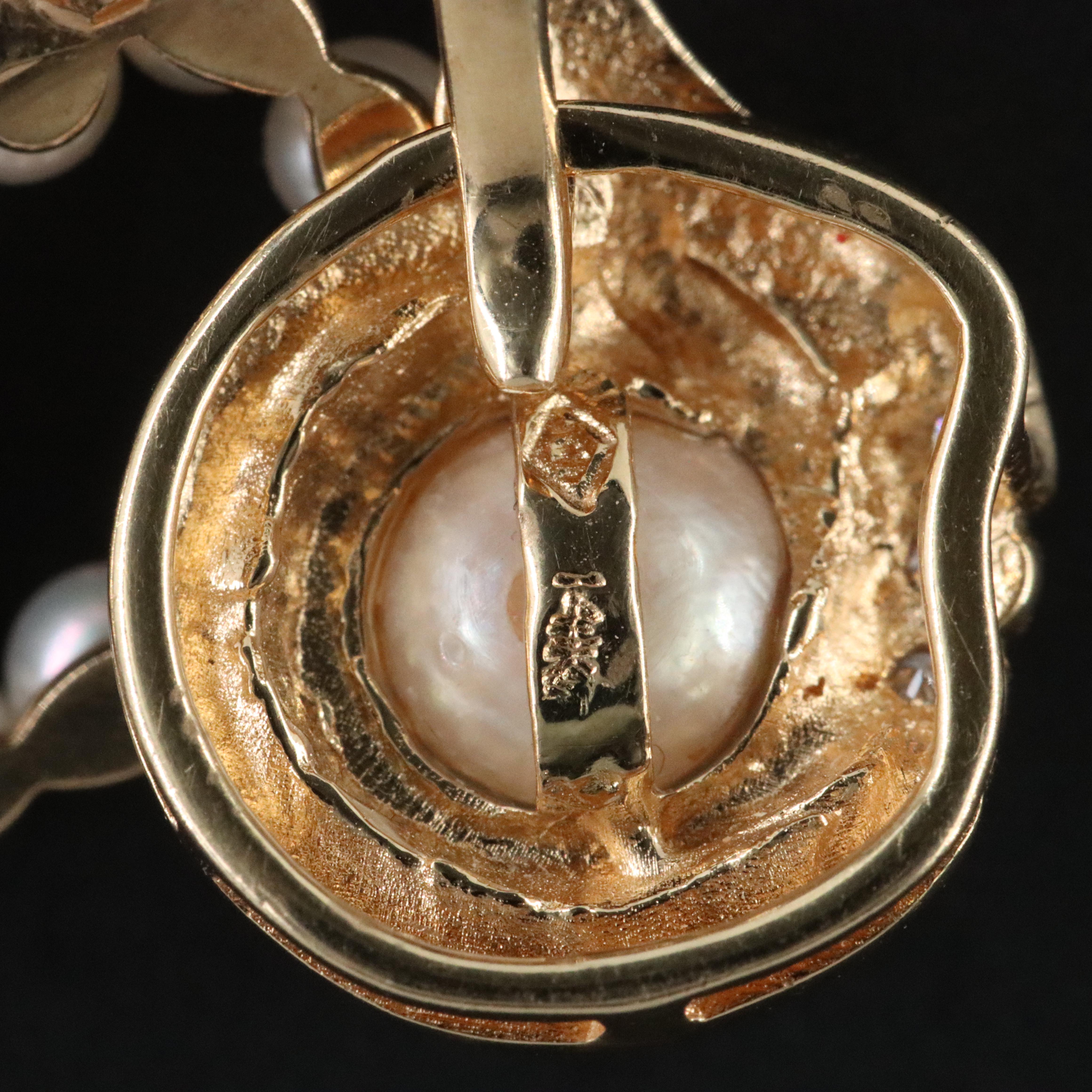 14K Pearl and Pearl and Diamond Pendant and Enhancer