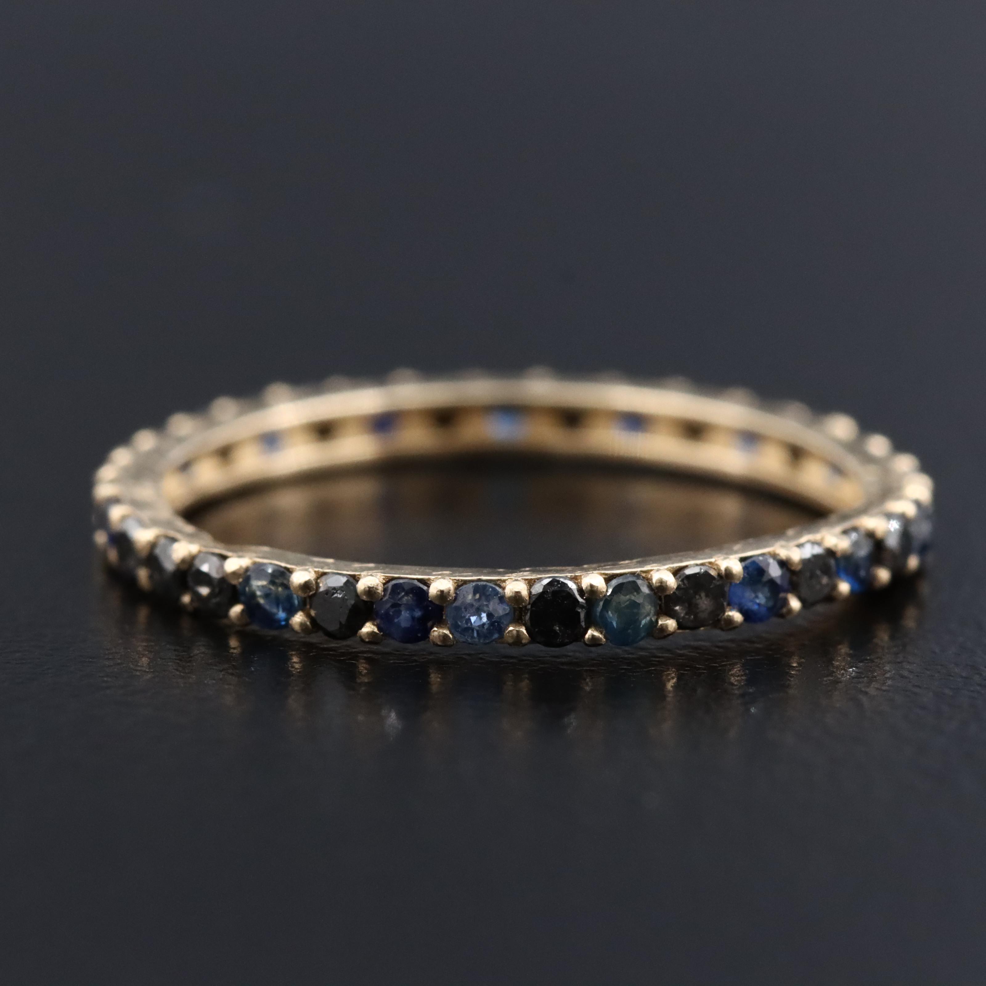 14K 0.30 CTW Fancy Diamond and Sapphire Eternity Band